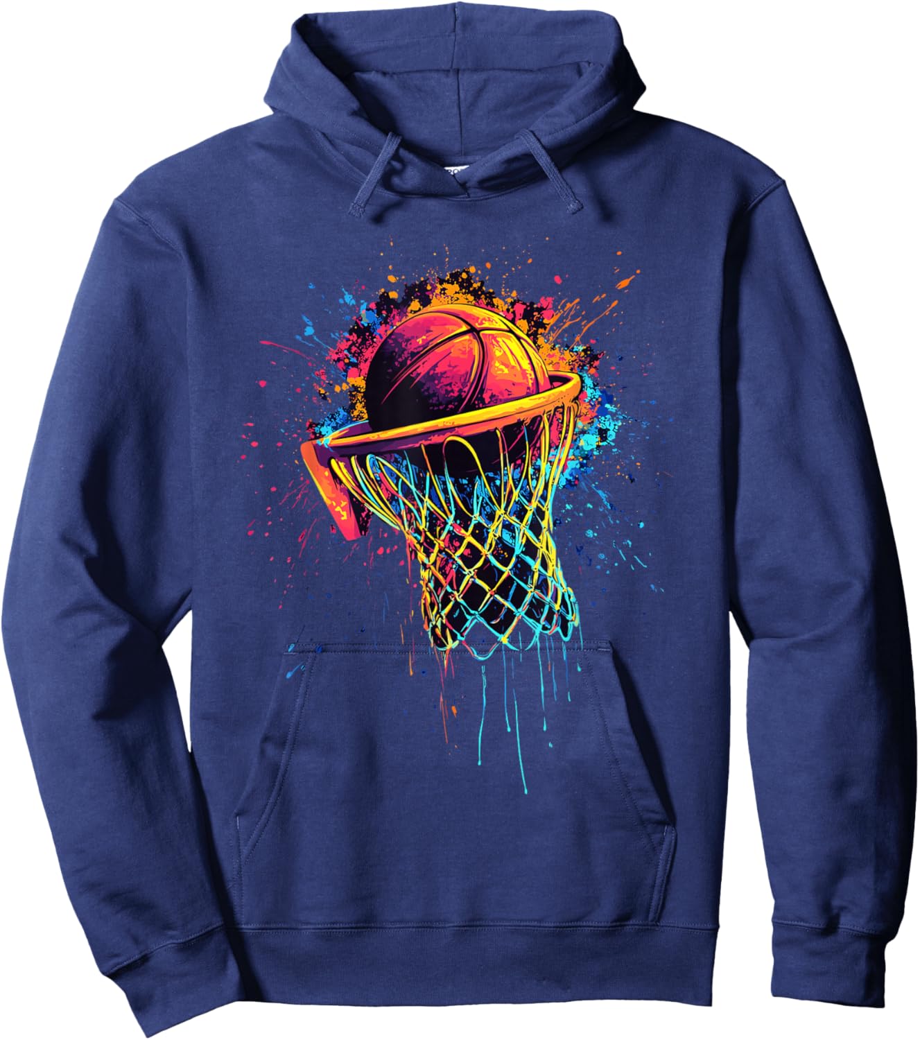 Colorful Basketball Tie Dye Color,Splash Basketball Hoop Net Hoodie - Hoodie | Navy