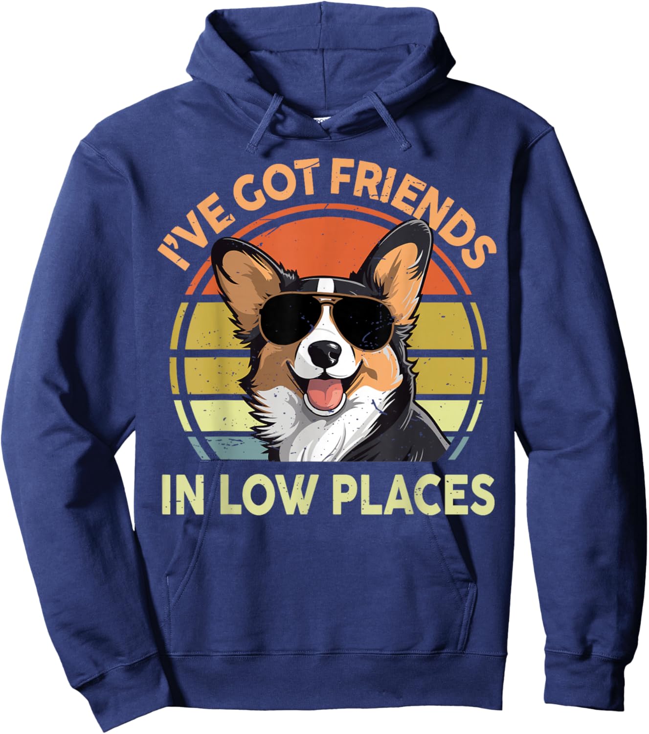 Funny Corgi I've Got Friends Low Places Corgi Gift Lover Hoodie - Hoodie | Navy
