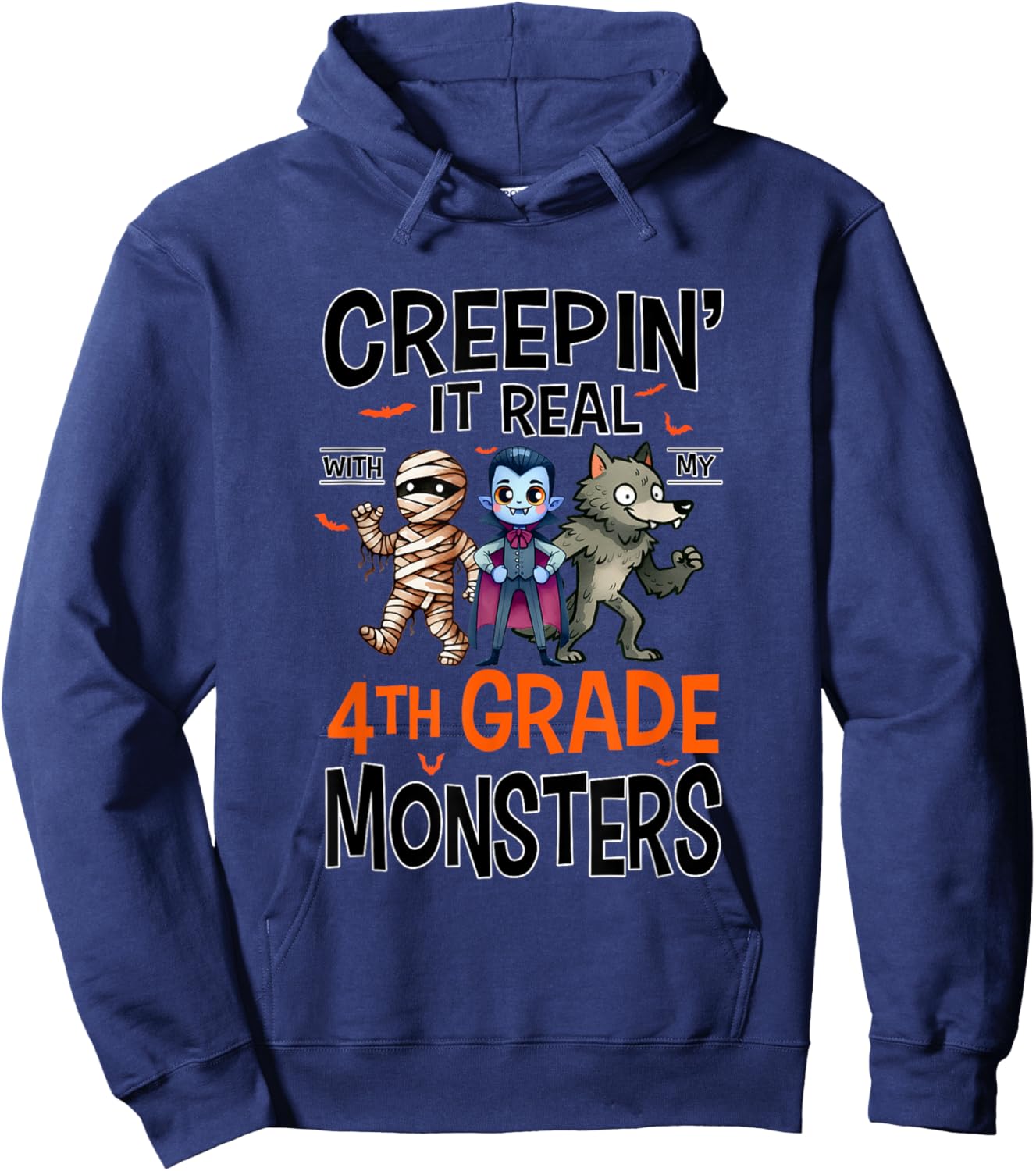 Halloween Teacher Creepin It Real With My 4th Grade Monsters Hoodie - Hoodie | Navy