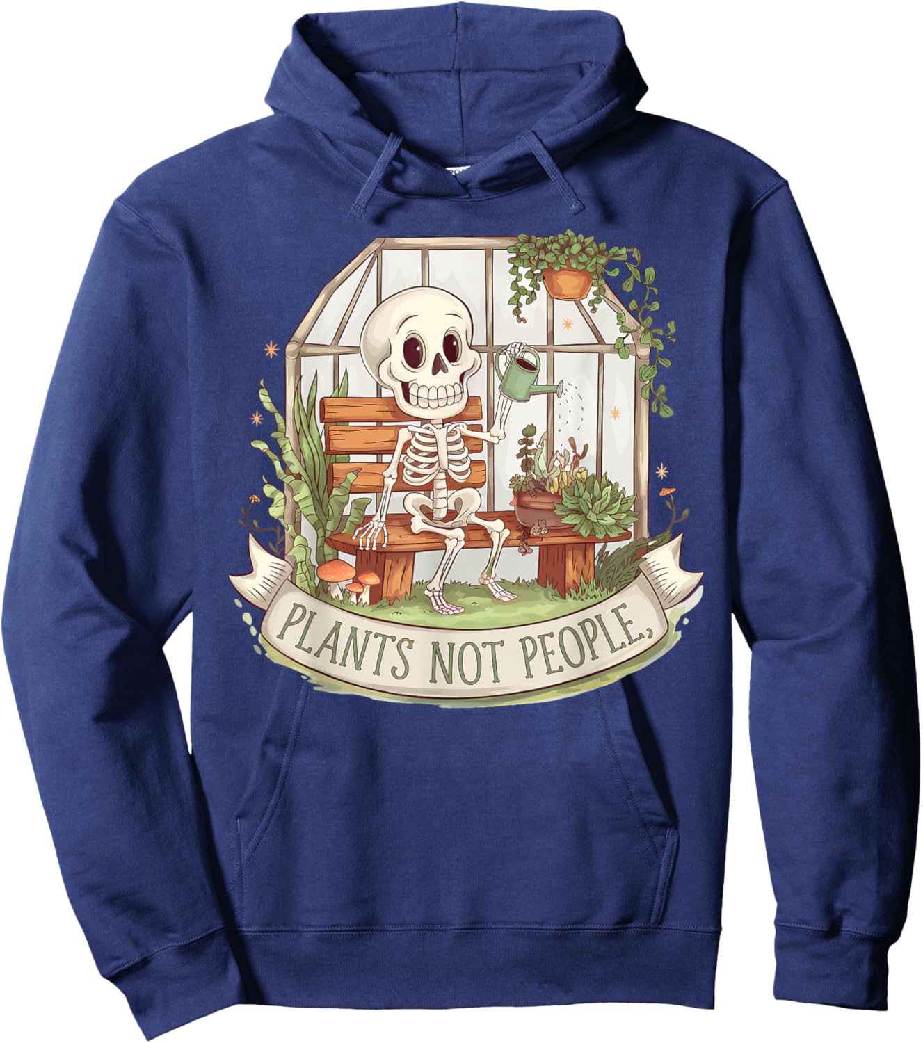 Plants Not People Plant Lover Skeleton Gardening Aesthetic Hoodie - Hoodie | Navy