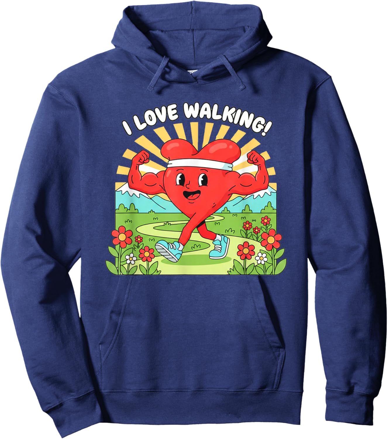 I Love Walking Healthy Heart Hoodie - Hoodie | Navy