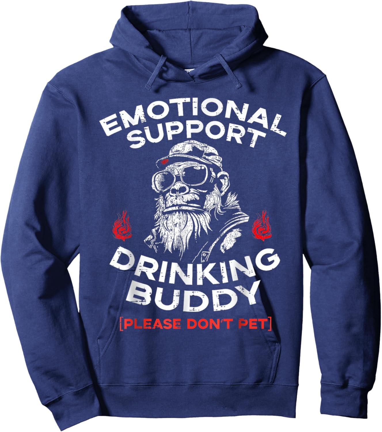 Emotional Support Drinking Buddy Pet Funny Saying Men Women Hoodie - Hoodie | Navy