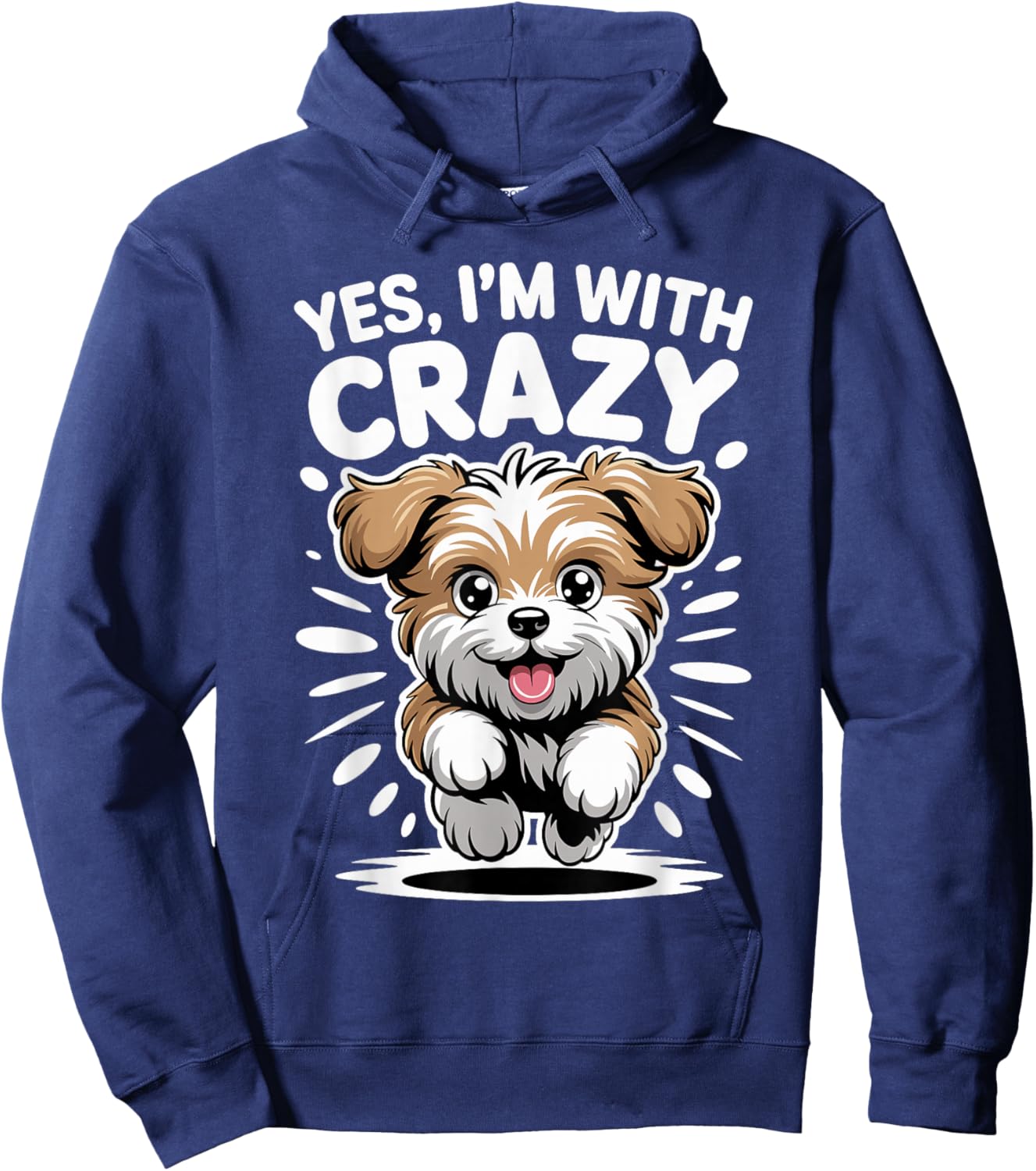 Yes I'm with Crazy Small Toy Dog Breed Cute Funny Morkie Hoodie - Hoodie | Navy