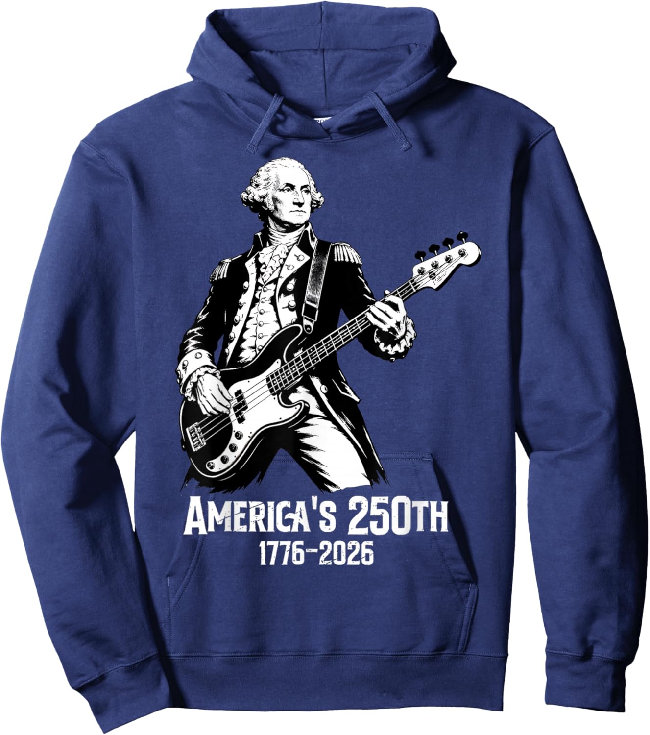 George Washington Playing Guitar 4th July 250th Anniversary Hoodie - Hoodie | Navy