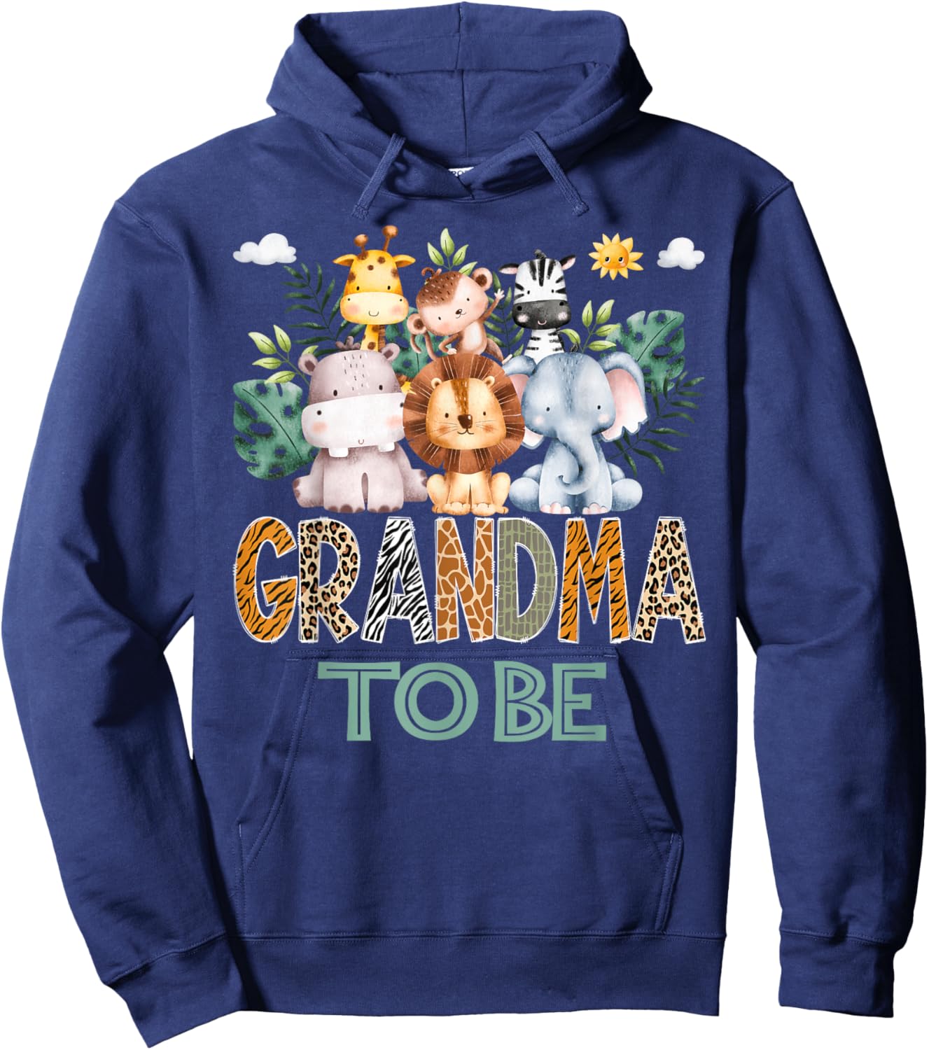 Soon To Be Grandma Jungle Animal Safari Gender Reveal Hoodie - Hoodie | Navy