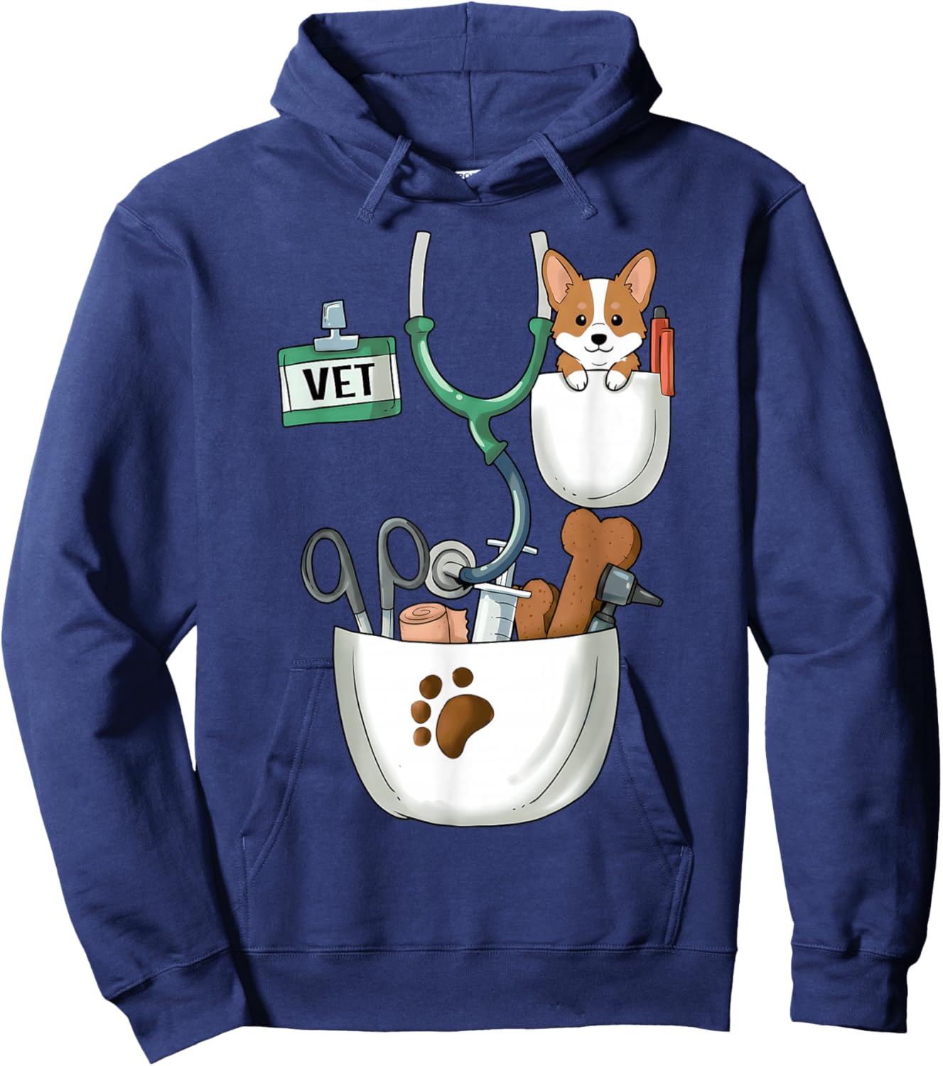 Outils de médecine vétérinaire et Chiot Corgi Hoodie - Hoodie | Navy