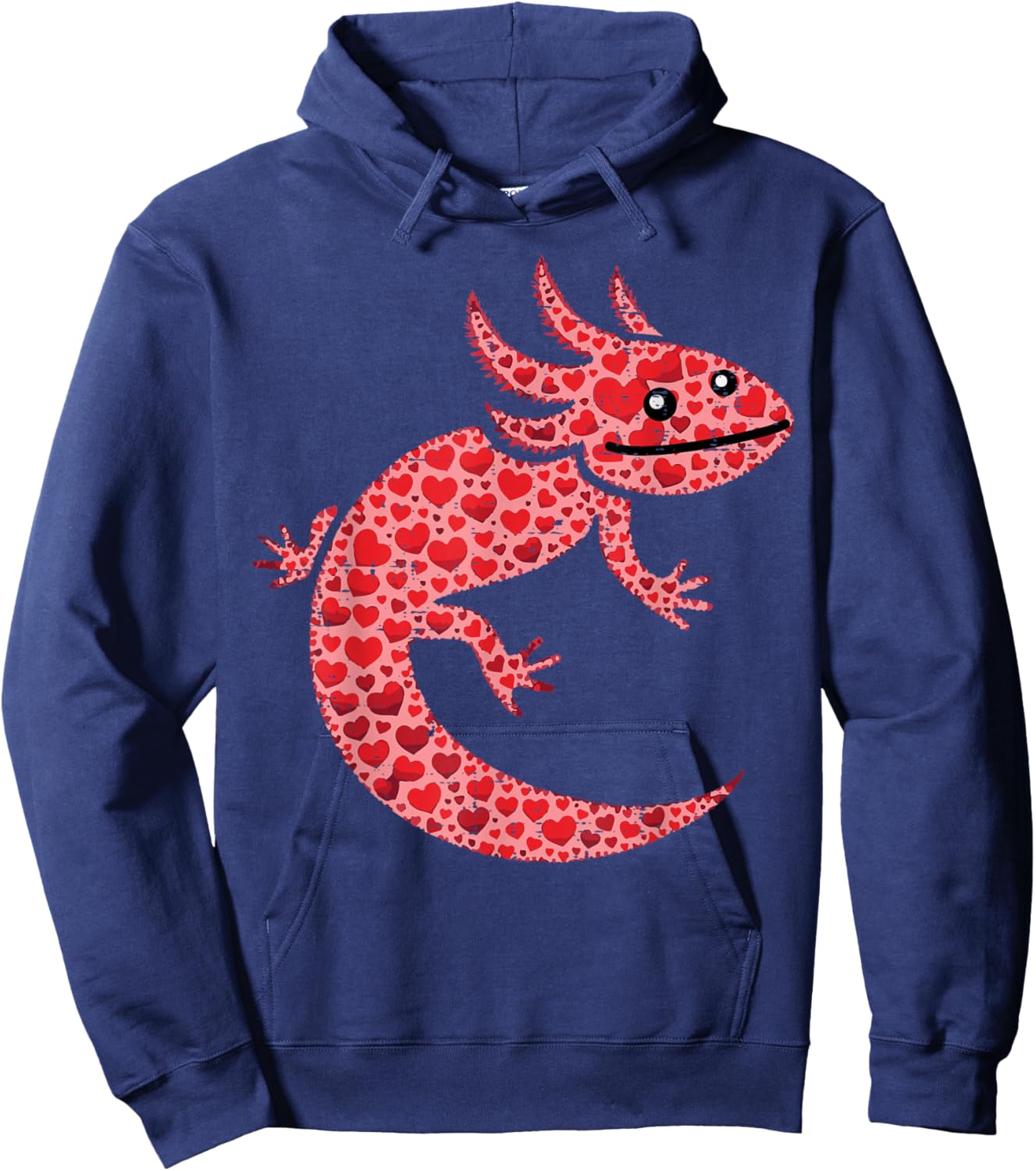 Valentines Day Hearts Axolotl Cute Animal Men Women Kids Hoodie - Hoodie | Navy
