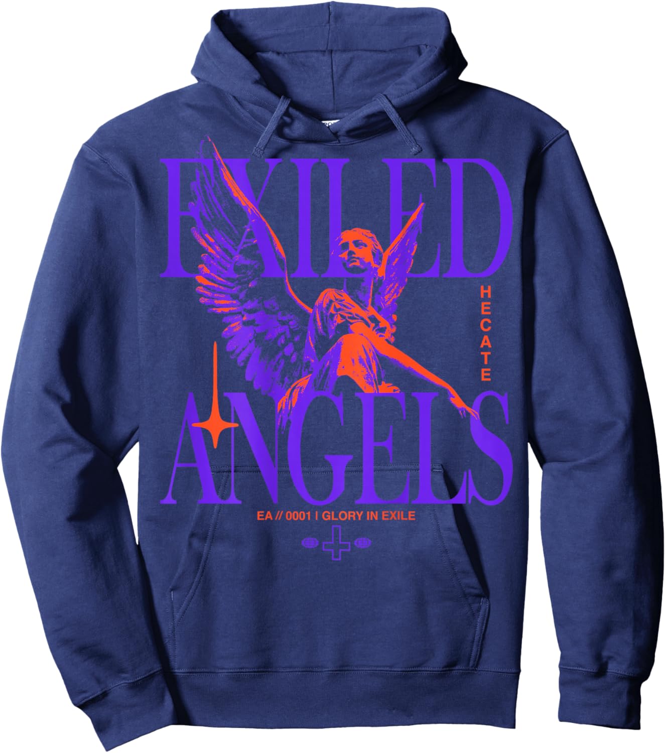 Angel Vintage Streetwear Urban Hip Hop Y2K Back Print Hoodie - Hoodie | Navy