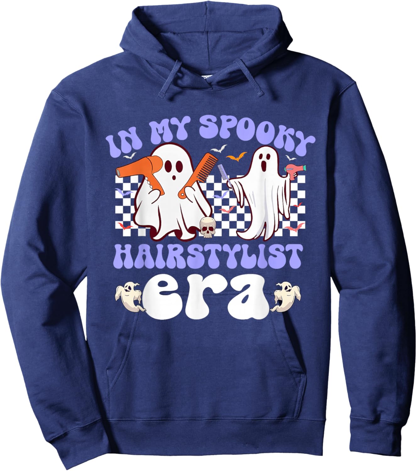 Hippie Groovy in My Spooky Hairstylist Era Ghost Halloween Hoodie - Hoodie | Navy