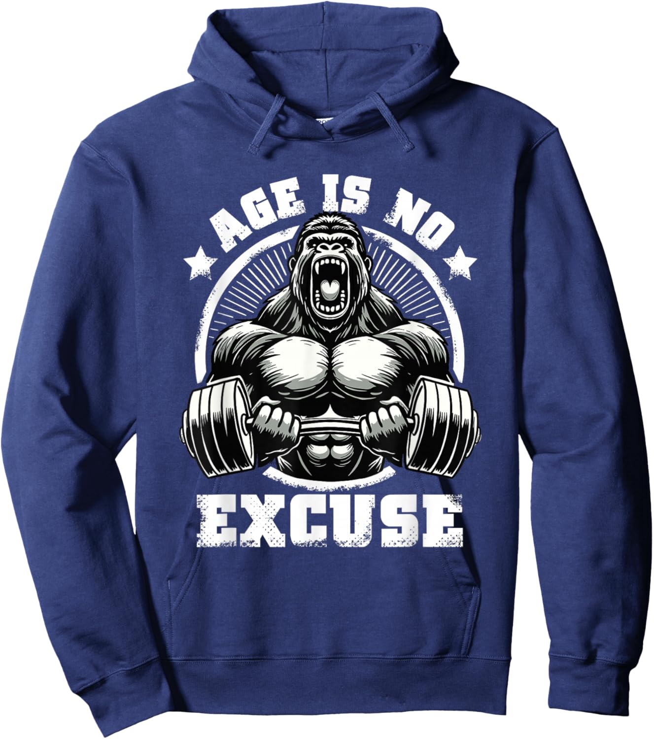 Age Is No Excuse Gorilla Weightlift Gym Quotes Gym Fitness Hoodie - Hoodie | Navy