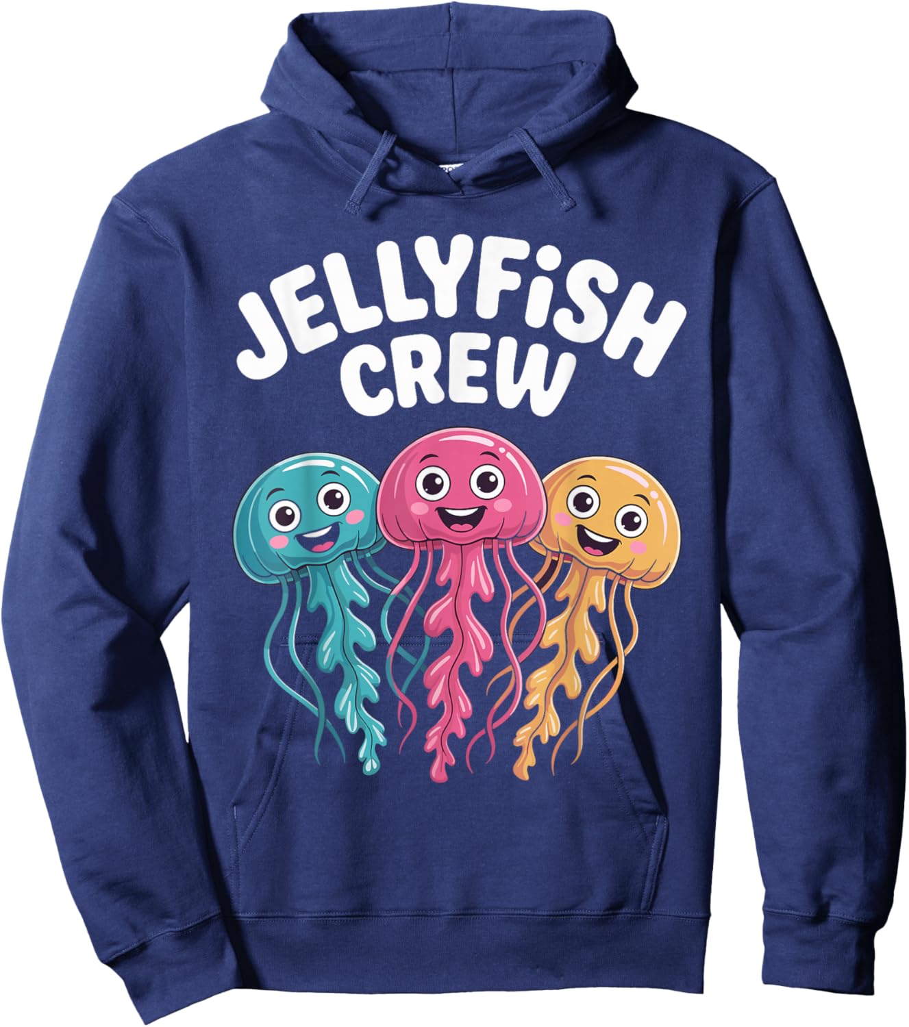 Jellyfish Crew Funny Cartoon Ocean Birthday Party Style Hoodie - Hoodie | Navy