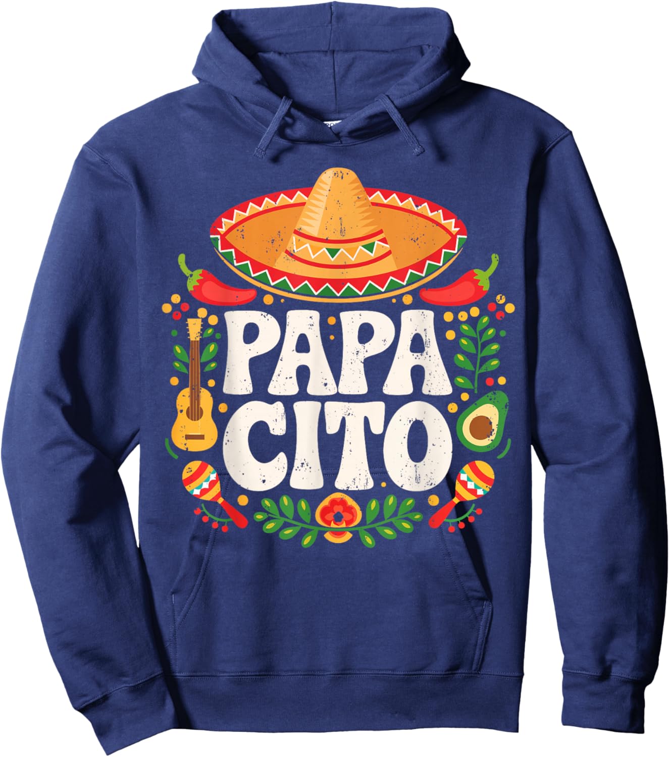 Papacito Mexican Father Cinco De Mayo Fiesta Funny Shirt , Black, S Hoodie - Hoodie | Navy