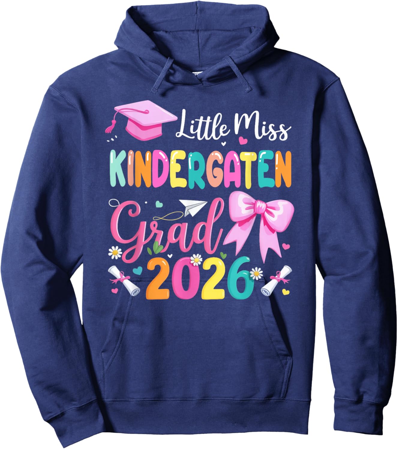 Little Miss Kindergarten Graduation 2026 Kids Girls Hoodie - Hoodie | Navy