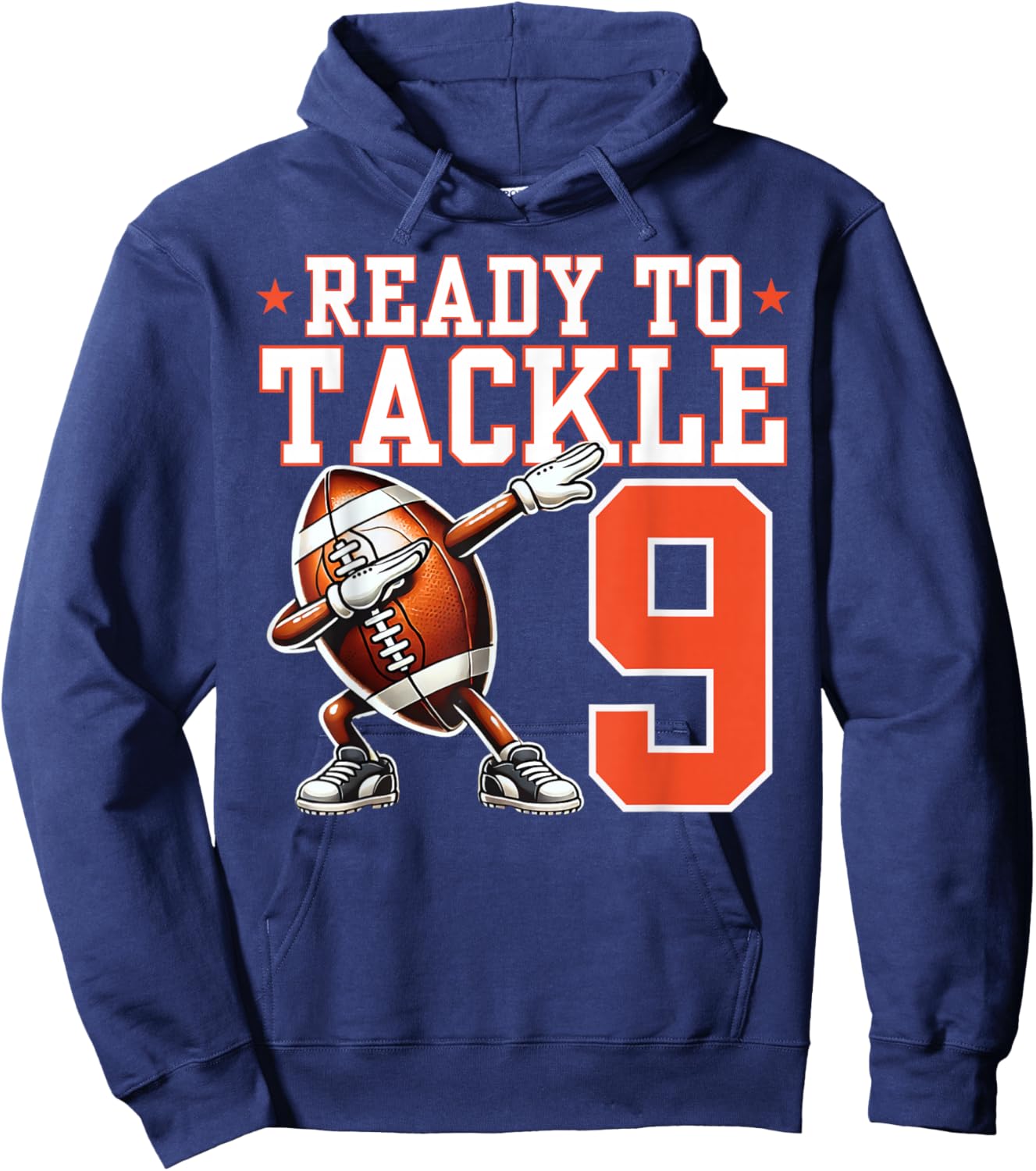 Ready to Tackle 9 Years Old 9th Birthday Football Party Hoodie - Hoodie | Navy