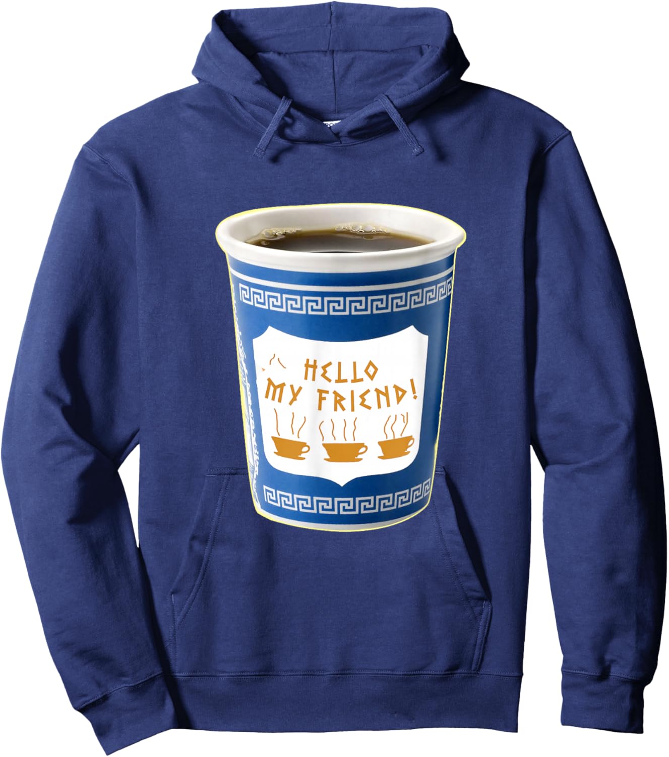 Old School NY New York Hometown Greek Diner Coffee Cup Hoodie - Hoodie | Navy