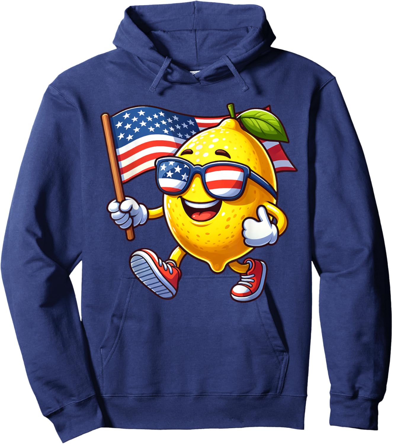 Lemon 4th July USA Flag Patriotic America Mom Dad Kids Hoodie - Hoodie | Navy