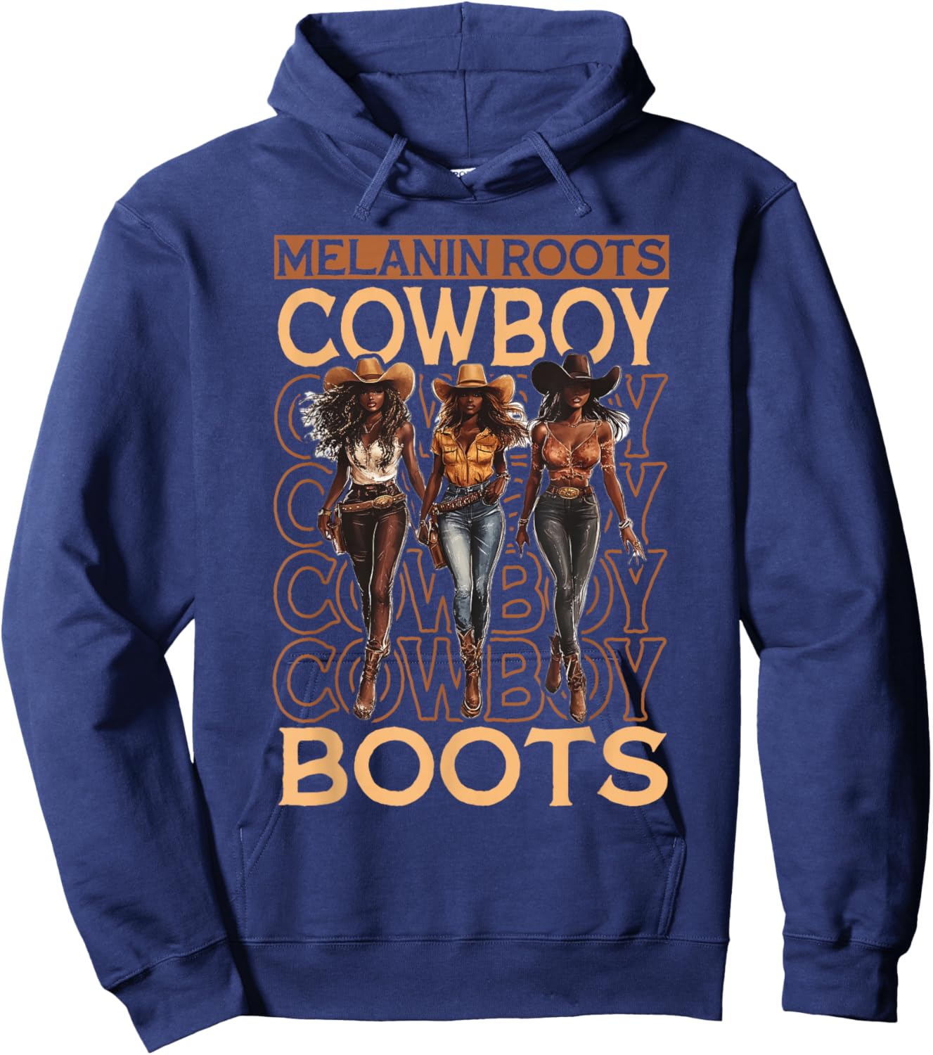 Melanin Cowgirls African Melanin Cowgirl Black History Hoodie - Hoodie | Navy