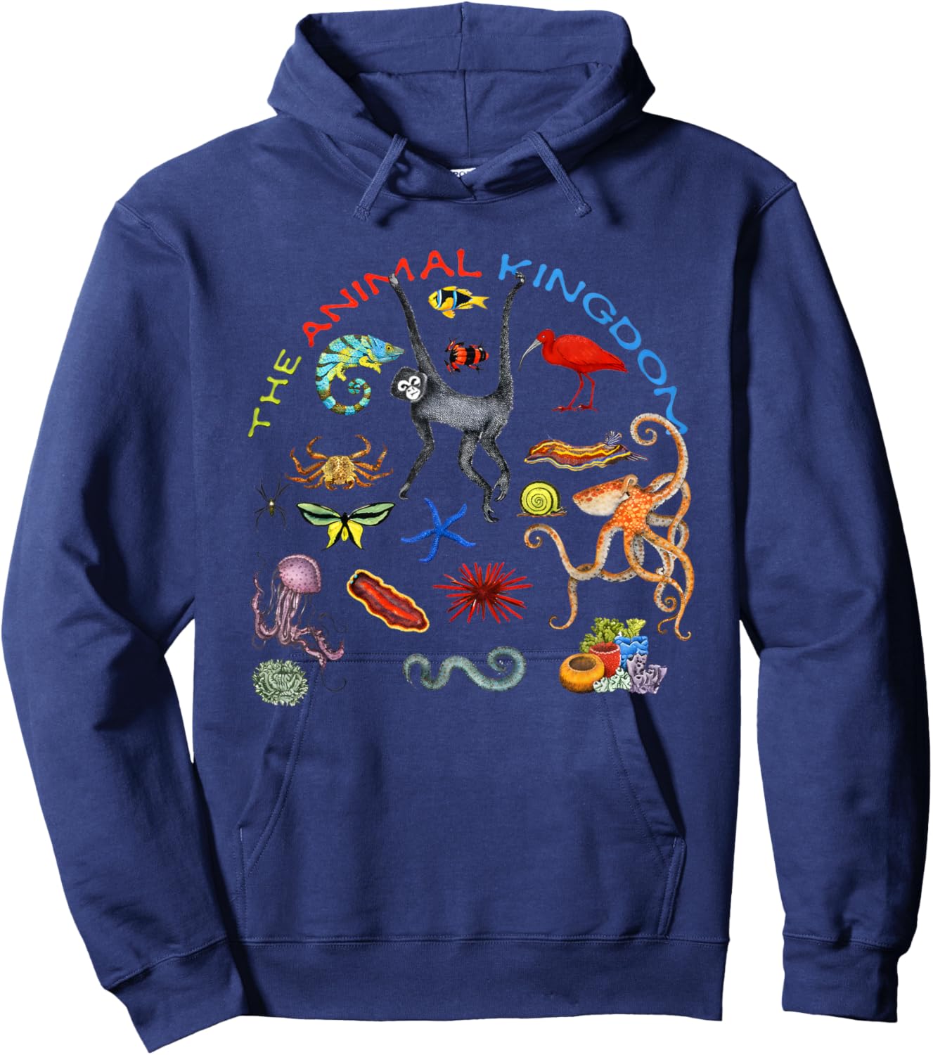 The Animal Kingdom Colorful Wildlife Hoodie - Hoodie | Navy