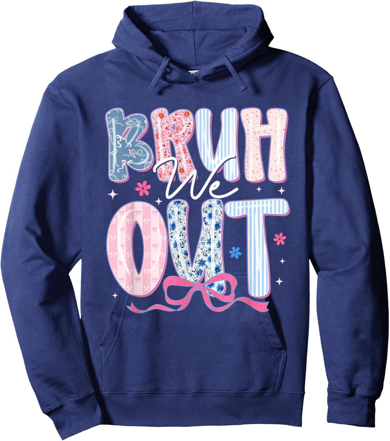 Bruh We Out Coquette Bow Teacher Student Last-Day of School Hoodie - Hoodie | Navy