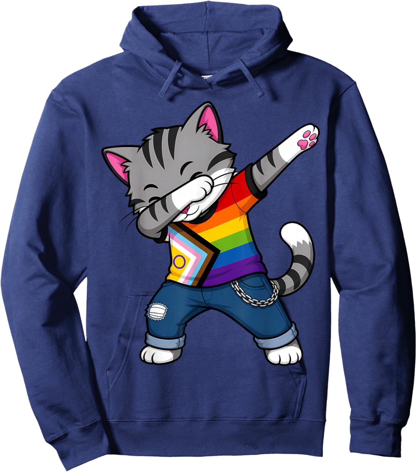 Drapeau de la fierté LGBTQIA+ pour Chat Dabbing Pride Mois Hoodie - Hoodie | Navy
