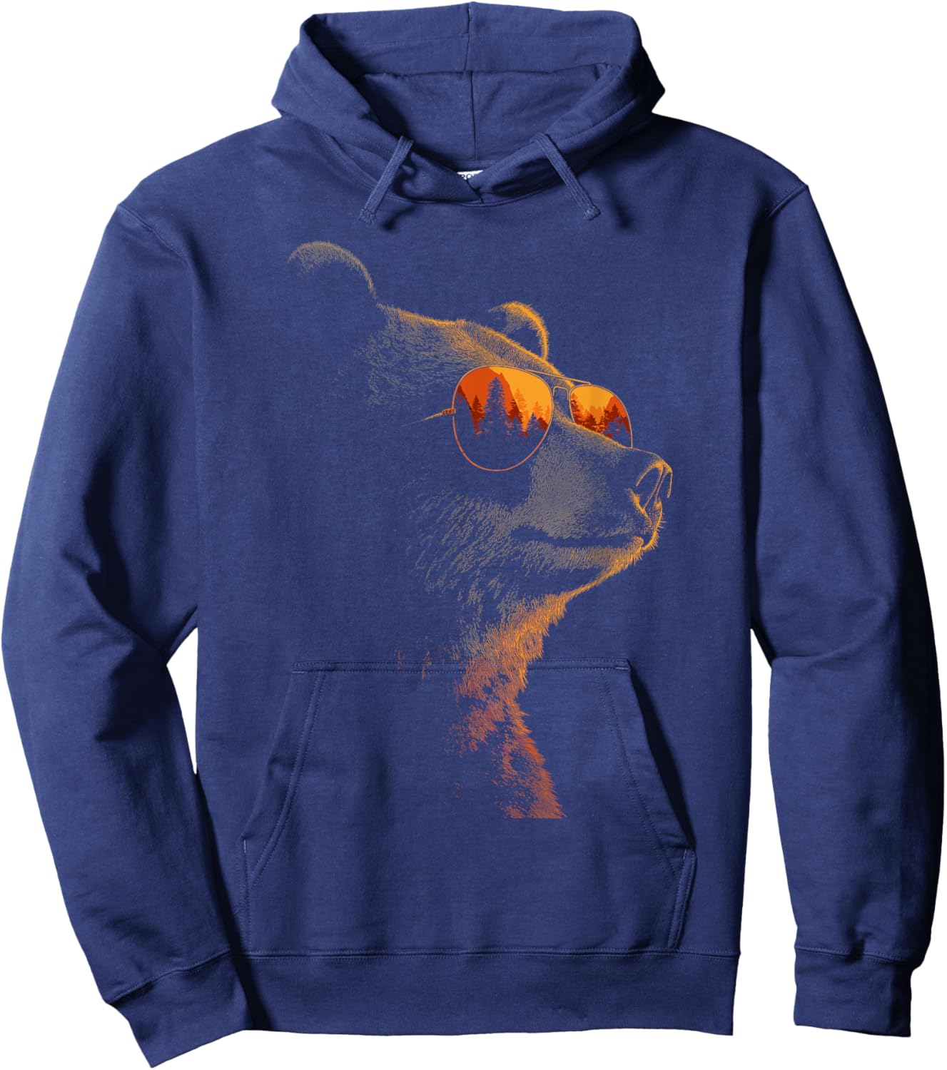 Retro Novelty Men Women Kids Funny Bear Hoodie - Hoodie | Navy