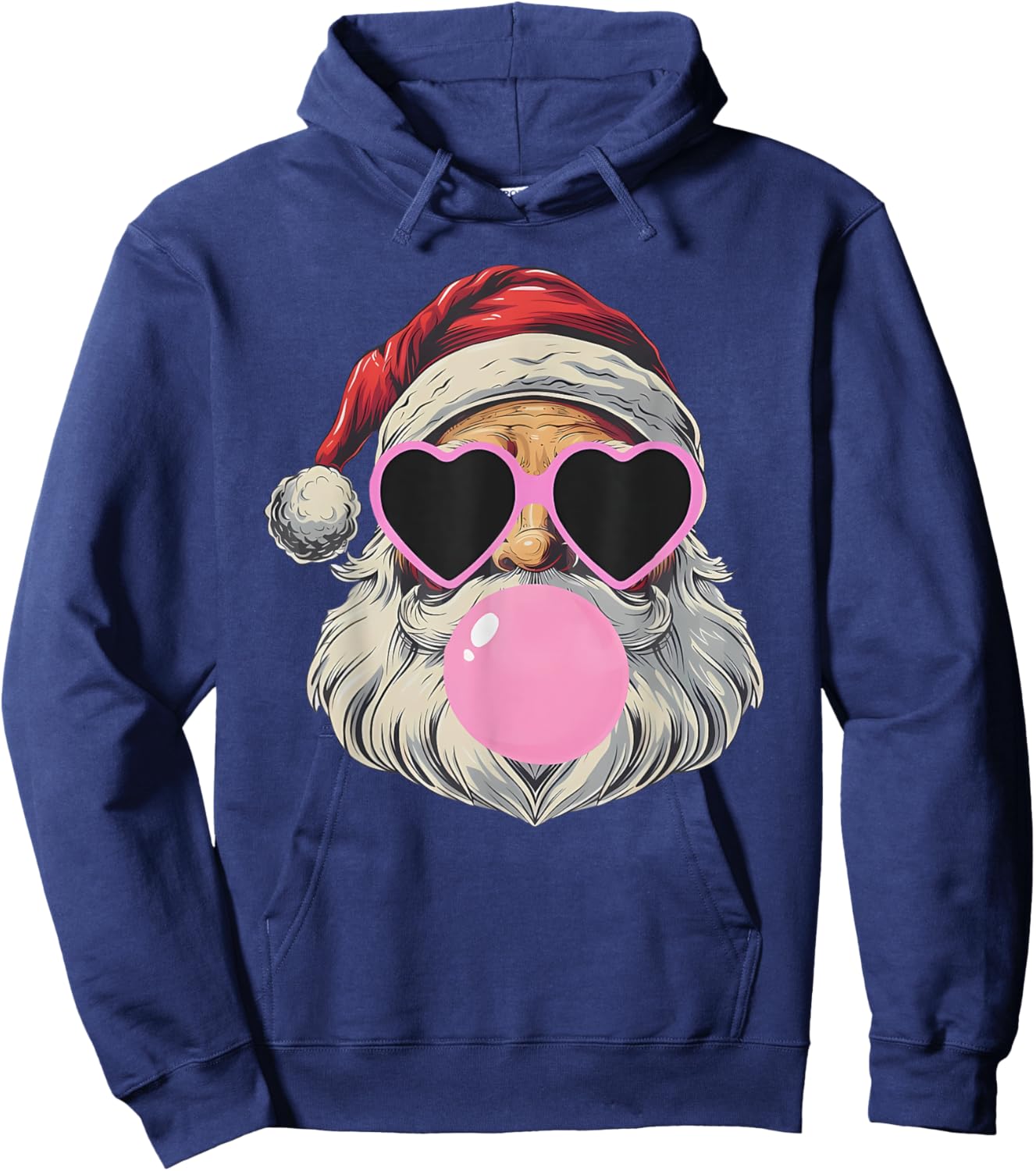 Retro Santa With Heart Glasses Bubblegum Christmas Girl Kids Hoodie - Hoodie | Navy