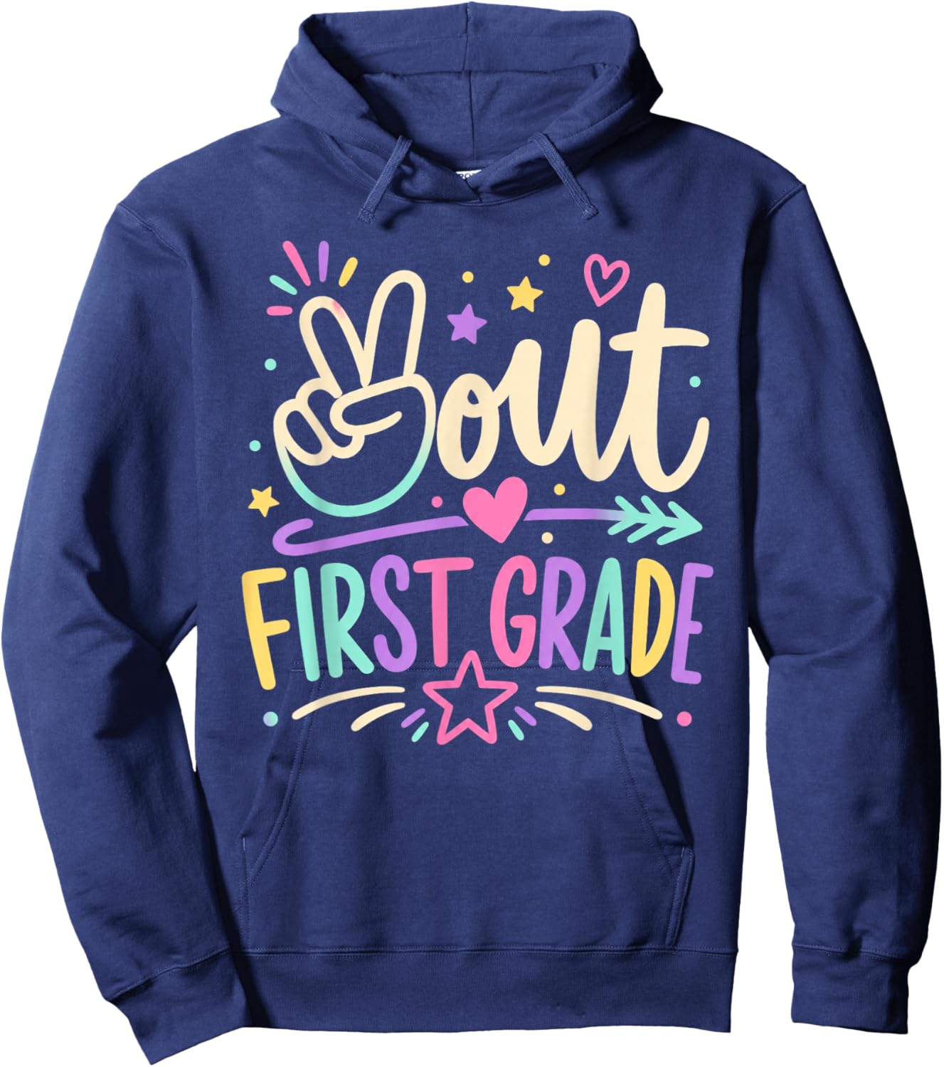 Peace Out First Grade Cute Tie Dye Last Day of 1st Grade Hoodie - Hoodie | Navy