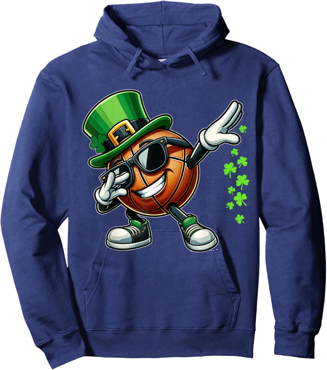Dabbing Shamrock Basketball Funny St Patrick's Day Kids Hoodie - Hoodie | Navy