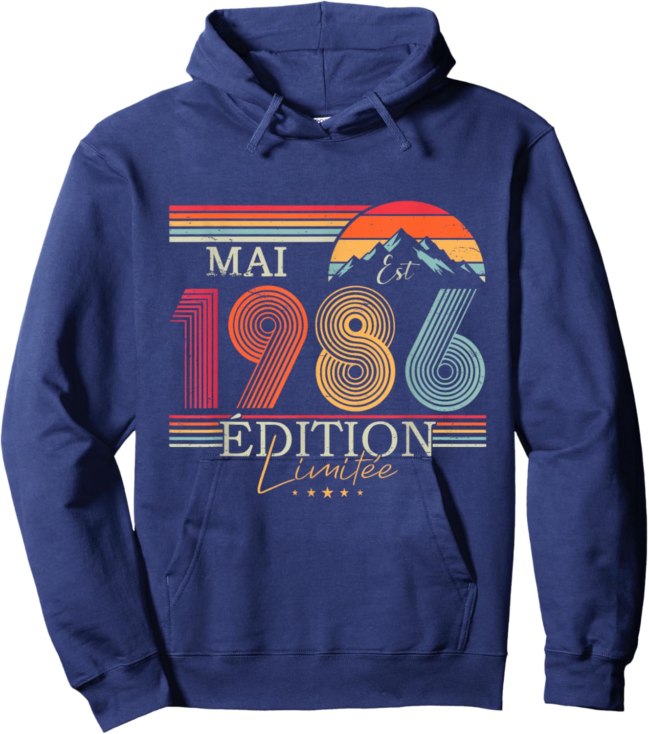 1986 Vintage May Birthday Retro Man Woman Gift Hoodie - Hoodie | Navy