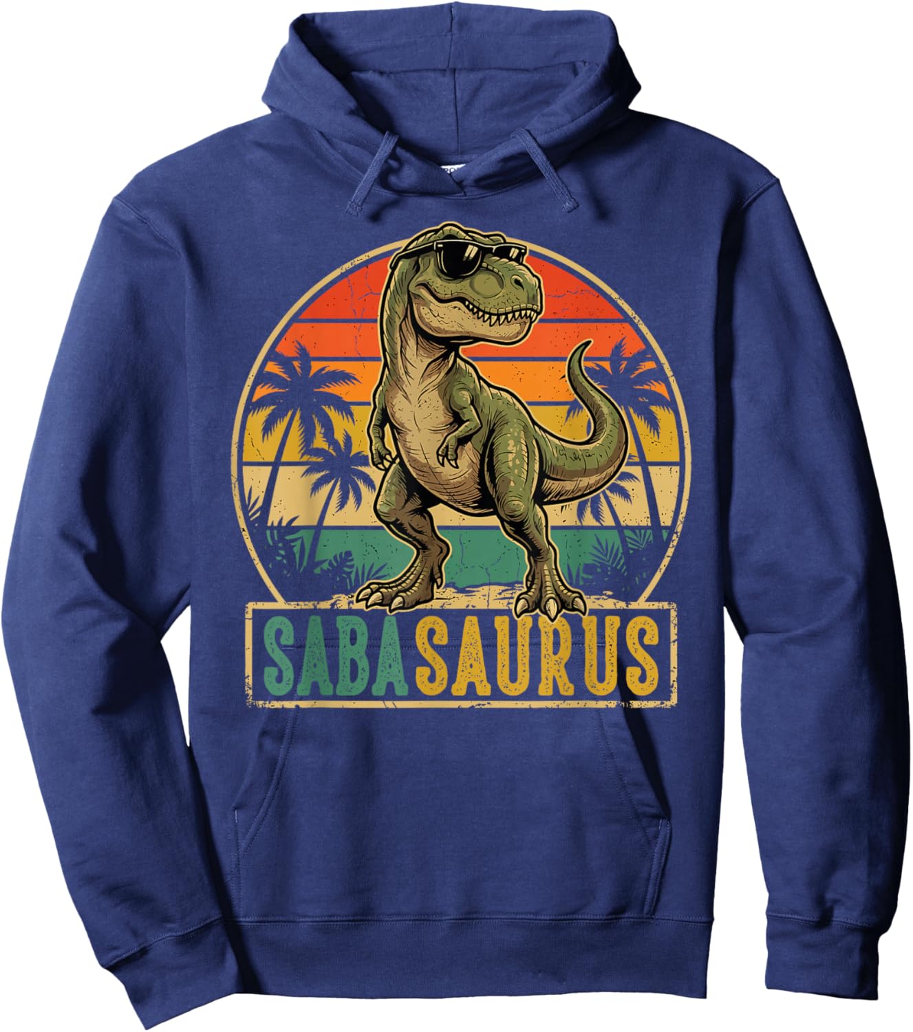 SABA Saurus Vintage T-Rex Dinosaur Fathers Day Hoodie - Hoodie | Navy
