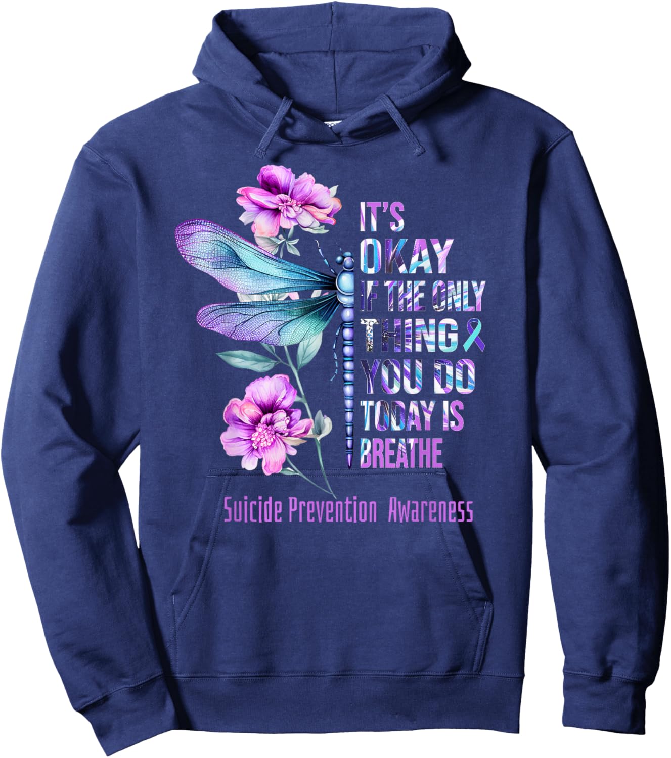 It's Okay If Only Thing You Can Today Is Breathe Butterfly Hoodie - Hoodie | Navy