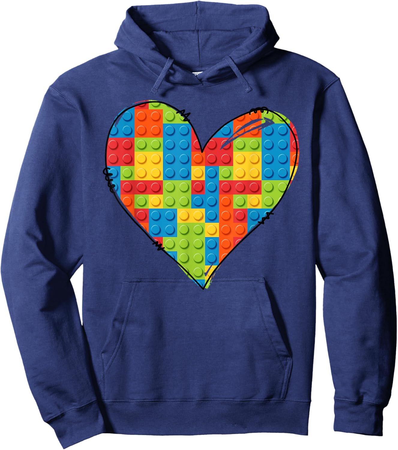 Brick Heart Valentines Day Block Building Master Builder Hoodie - Hoodie | Navy