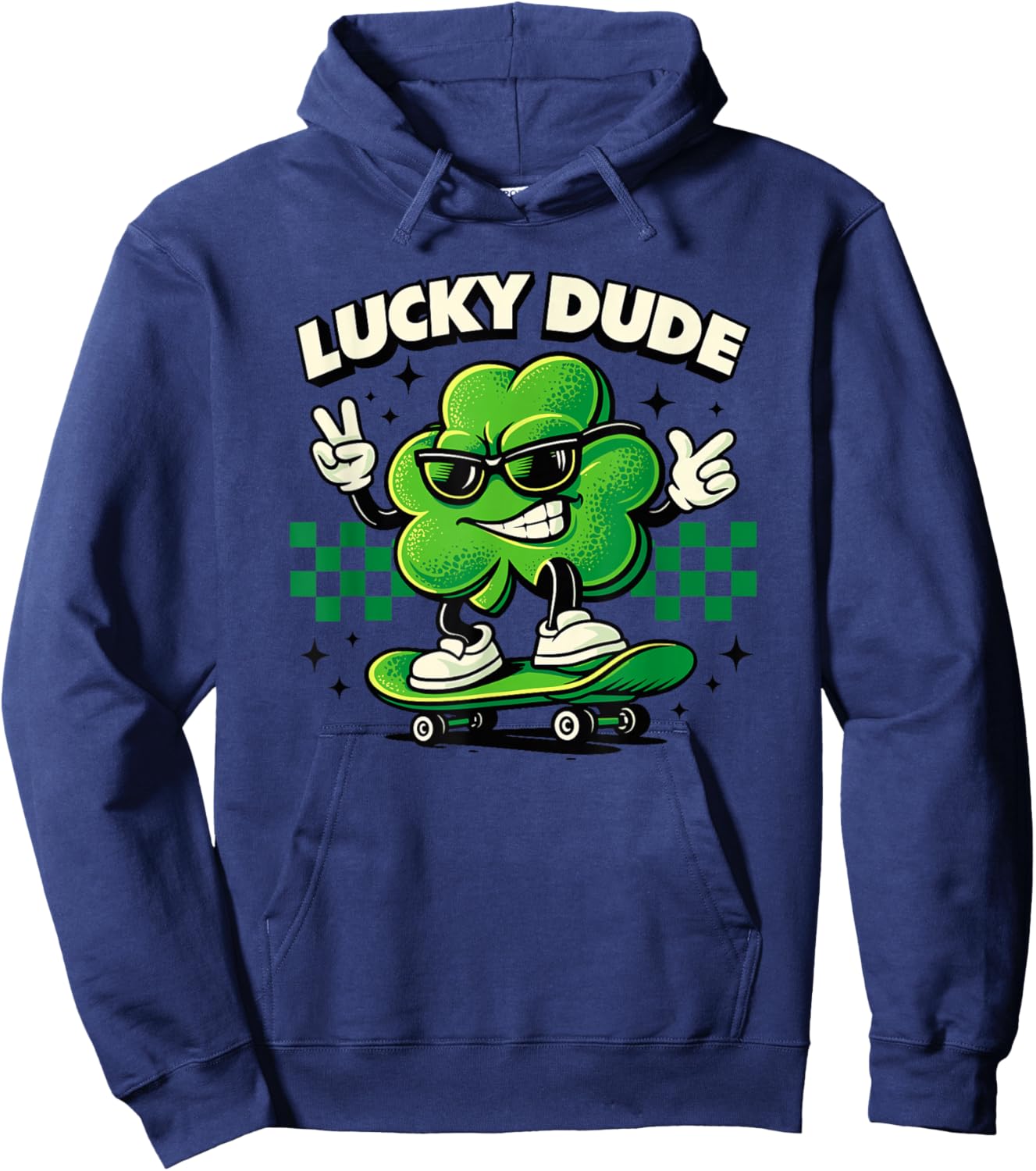 Lucky Dude Trèfle Patineur Trèfle St Patrick Hoodie - Hoodie | Navy