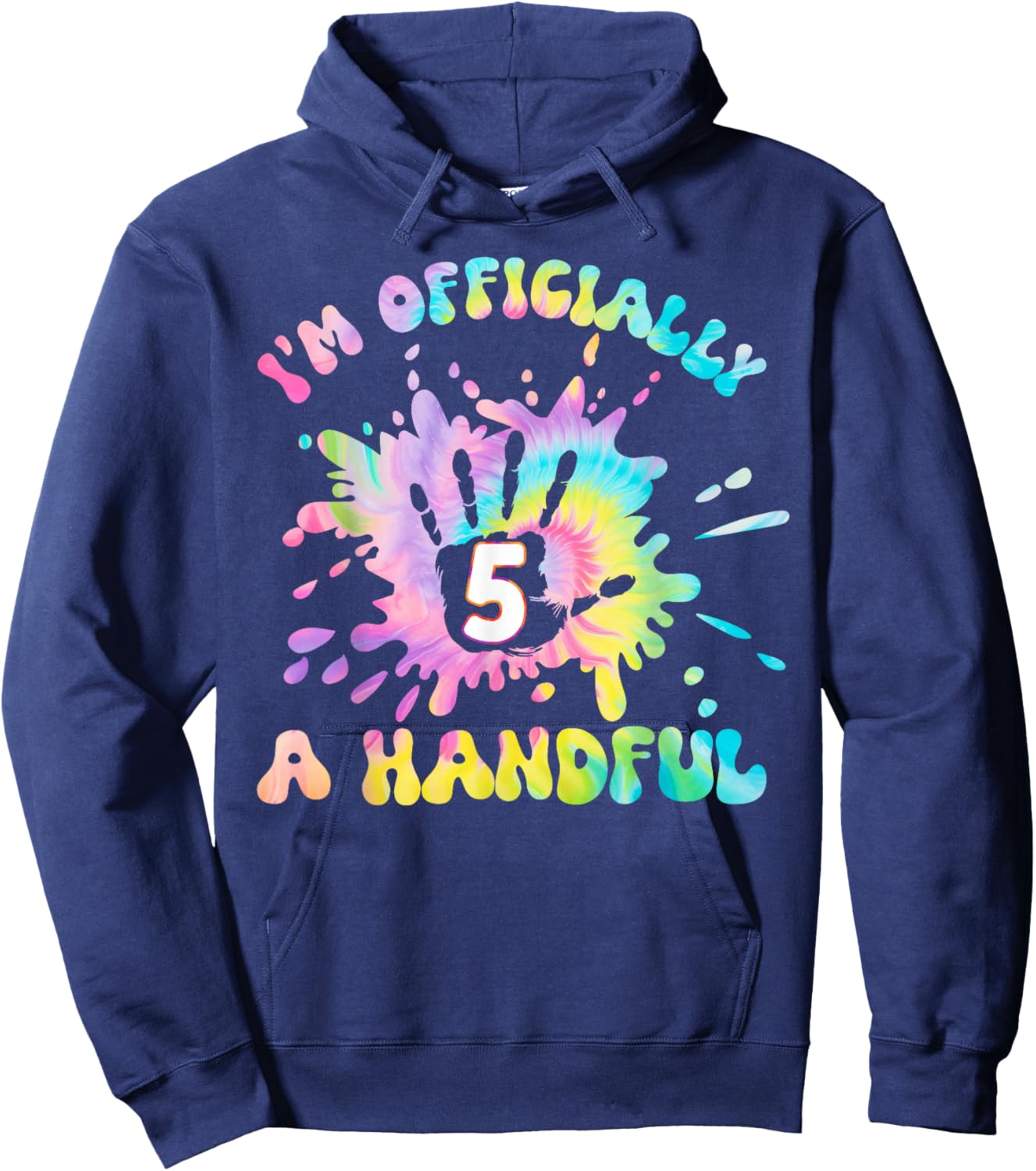 Kids I'm Officially a Handful 5th Birthday Party Funny Five Hoodie - Hoodie | Navy