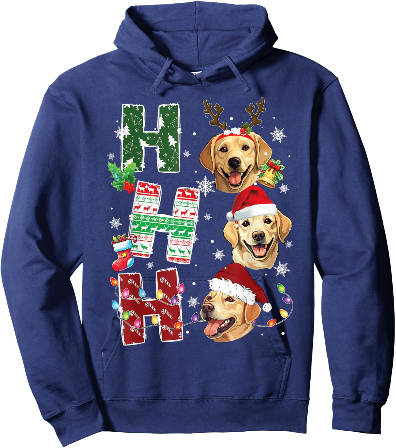 Ho Ho Ho Labrador Retriever Christmas Dogs Costume Pajamas Hoodie - Hoodie | Navy