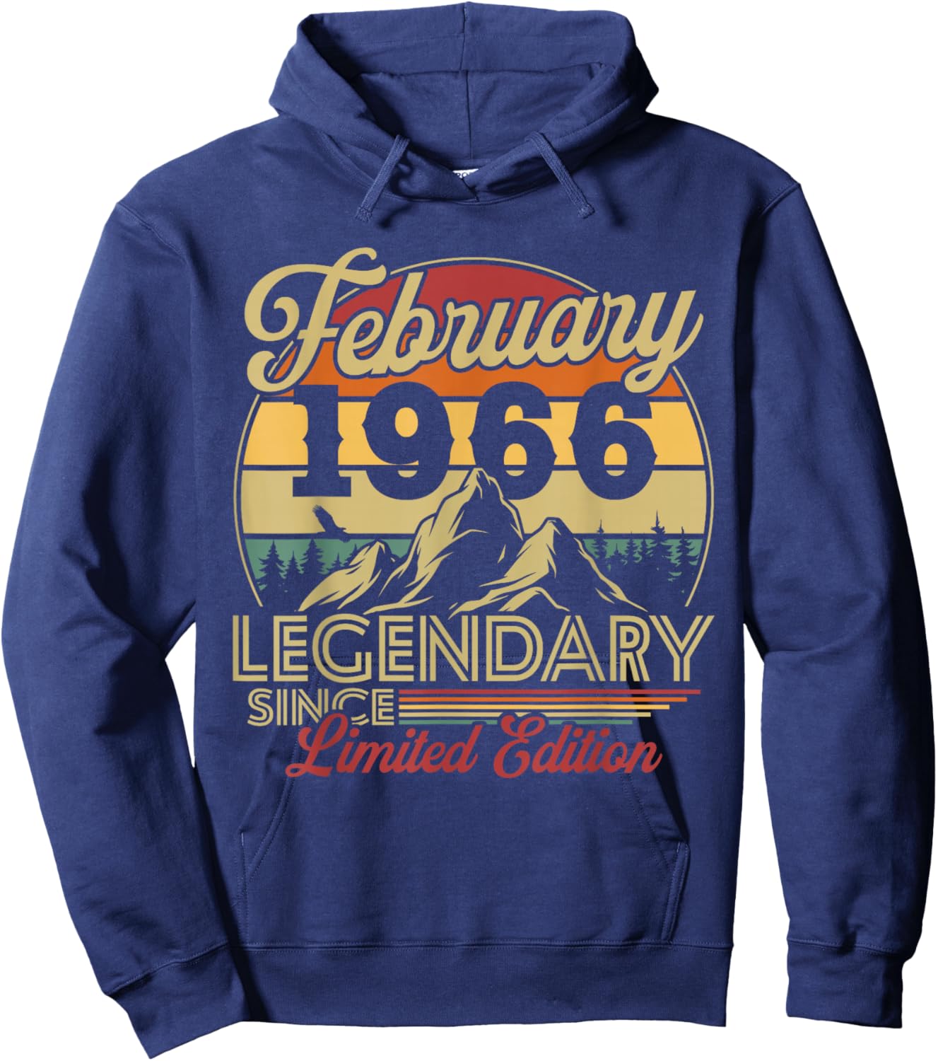 Vintage 60th Birthday Gift Born in February 1966 Hoodie - Hoodie | Navy