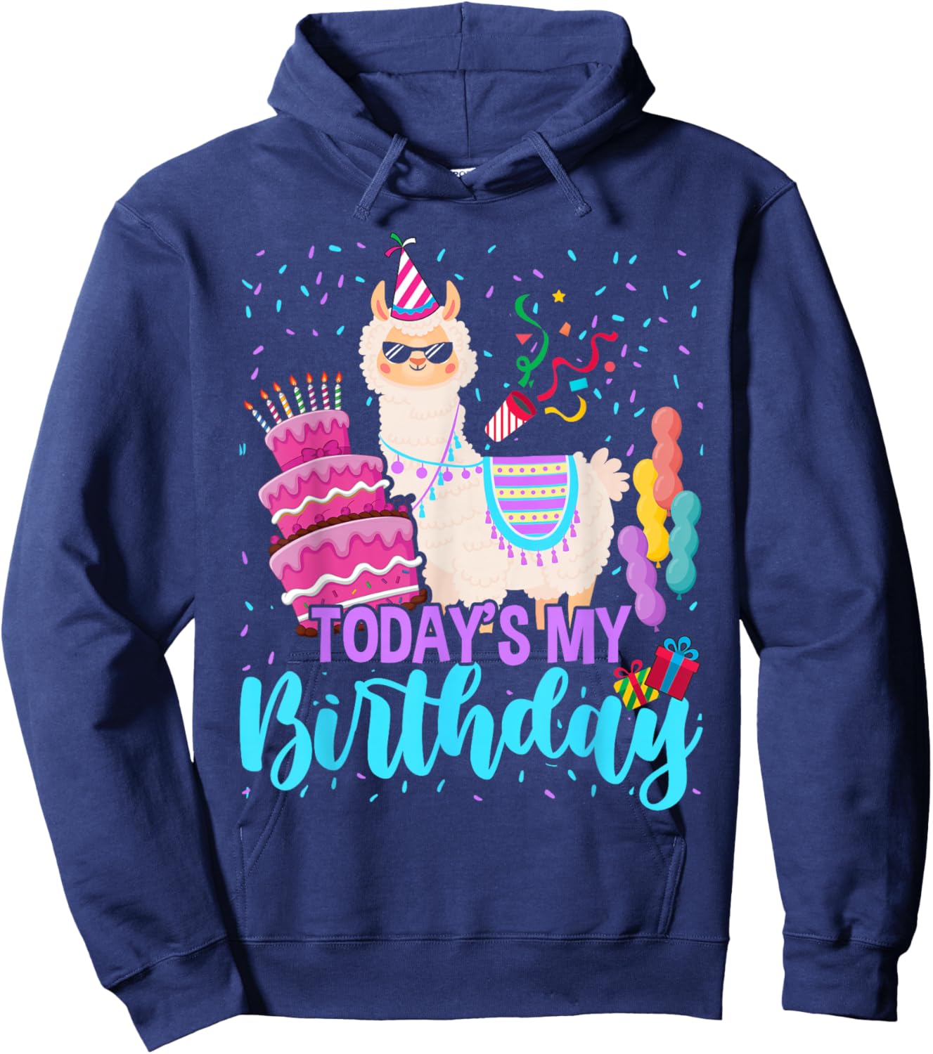 Todays My Birthday Llama Boy Family Party Decorations Hoodie - Hoodie | Navy