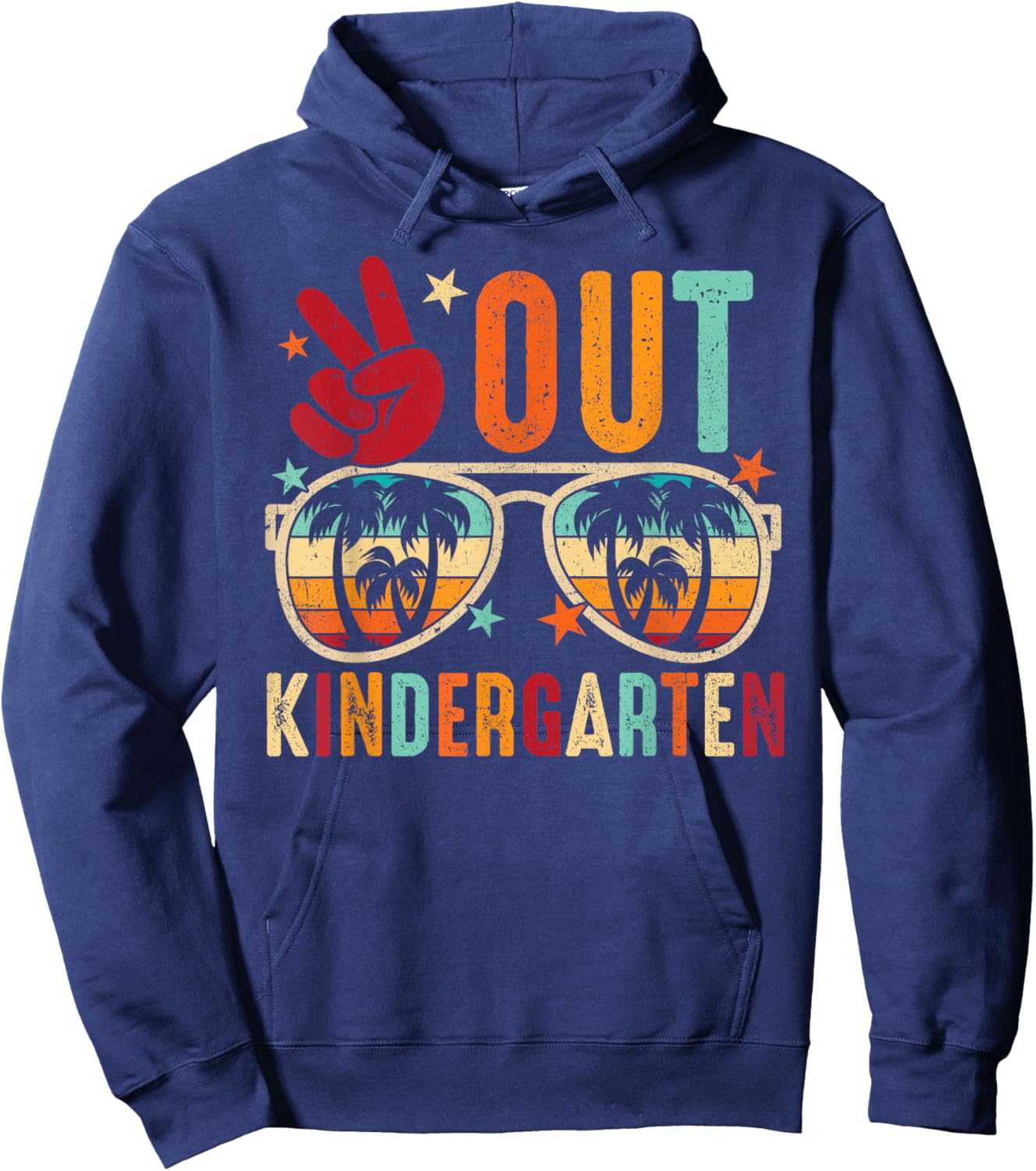 Vintage Peace Out Kindergarten Graduation Last Day Of School Hoodie - Hoodie | Navy