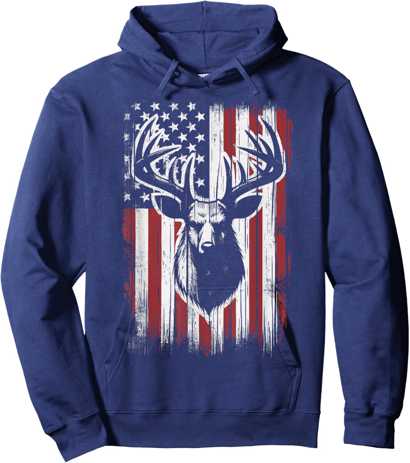 Deer Hunting American Flag Deer Hoodie - Hoodie | Navy
