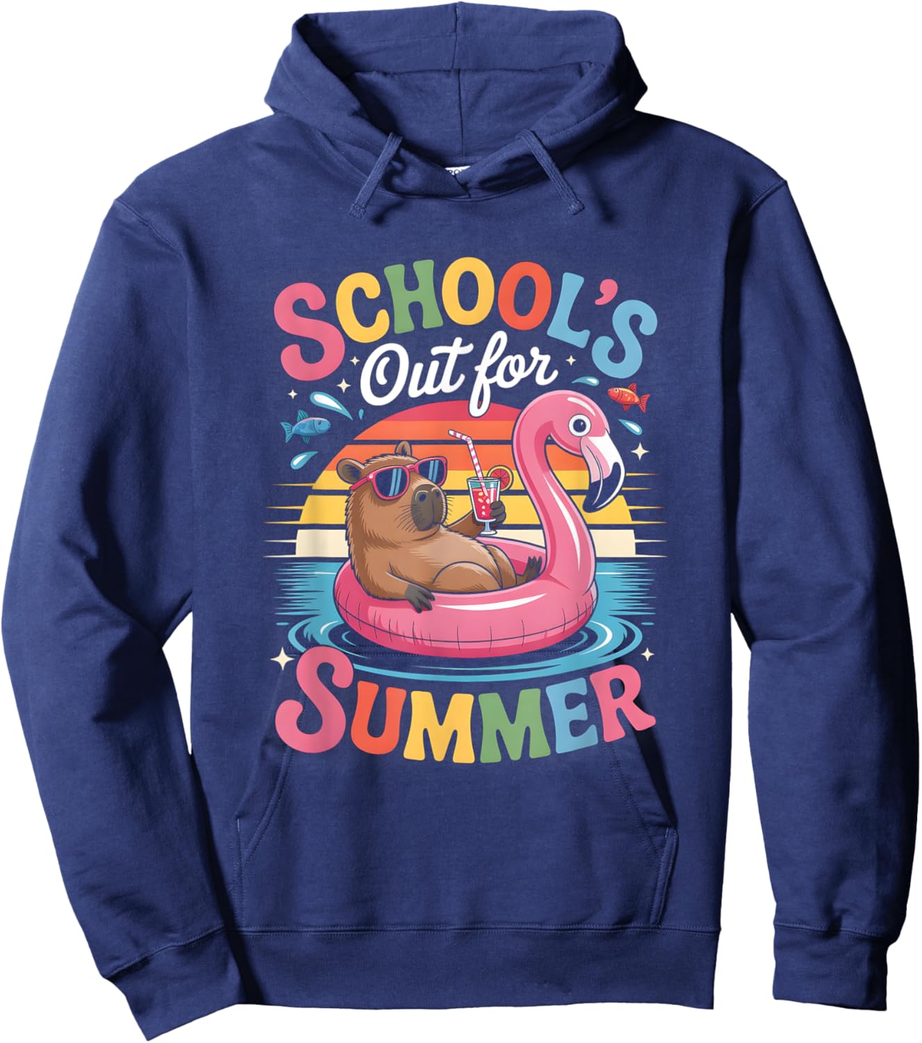 Schools Out For Summer Capybara Funny Animal Lover Design Hoodie - Hoodie | Navy