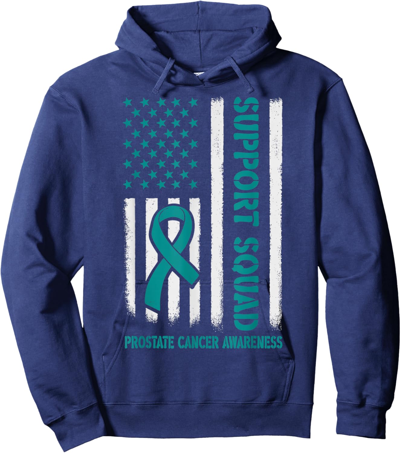 Prostate Cancer Awareness Support Squad Light Blue Ribbon US Hoodie - Hoodie | Navy