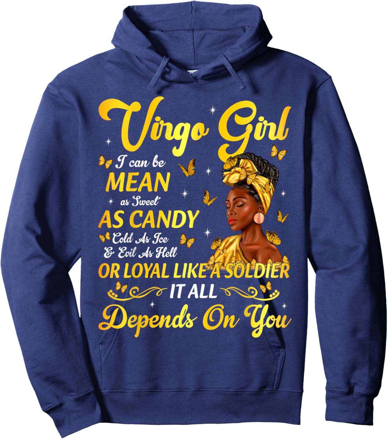 African American Birthday Black Women Virgo Girl Hoodie - Hoodie | Navy