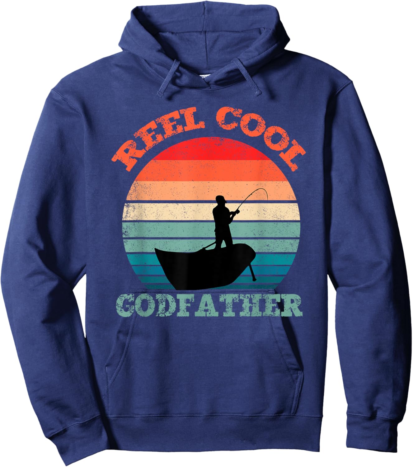 Reel Cool Godfather Fishing Funny Vintage Retro Hoodie - Hoodie | Navy