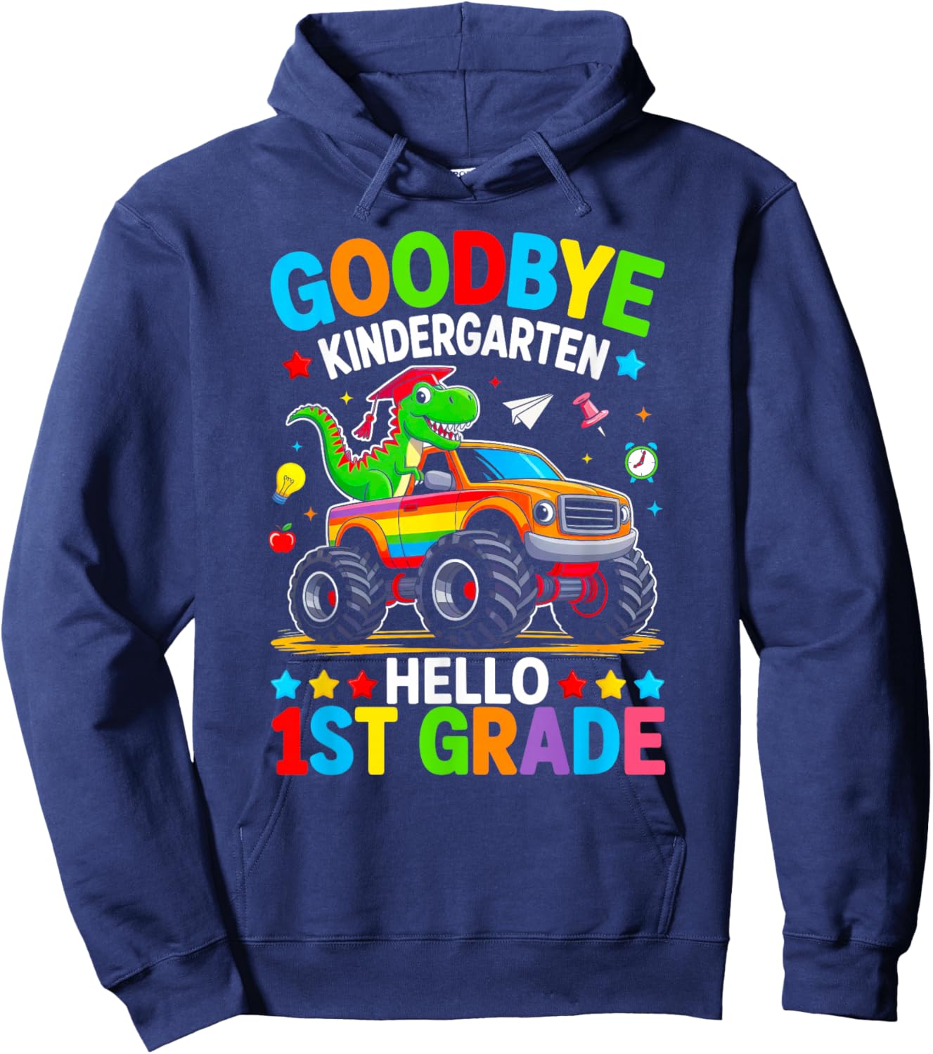 Goodbye Kindergarten Hello 1st Grade Graduation Boys Kids Hoodie - Hoodie | Navy