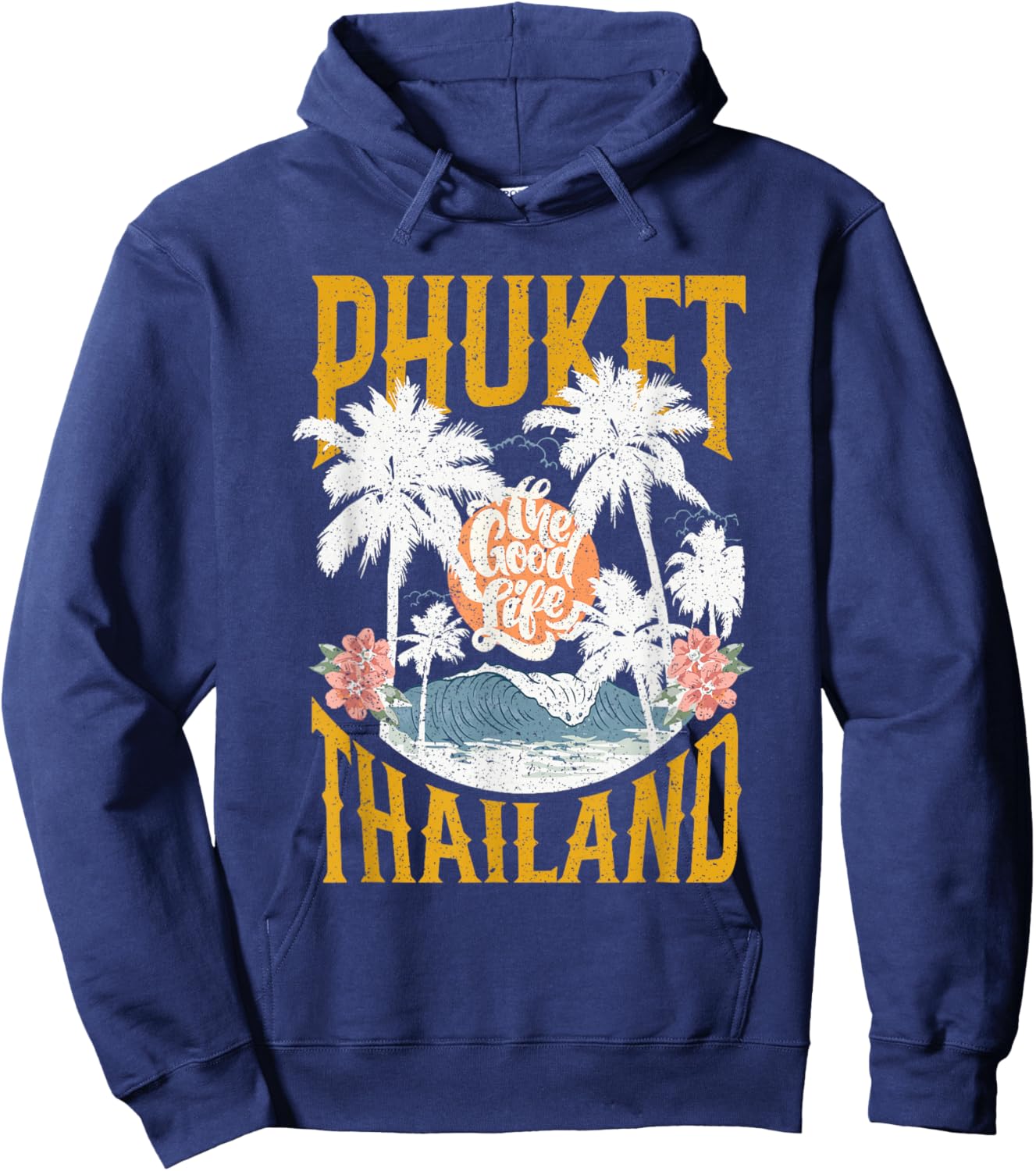 Vintage Retro Palm Trees Beach Vibes Phuket Thailand Hoodie - Hoodie | Navy