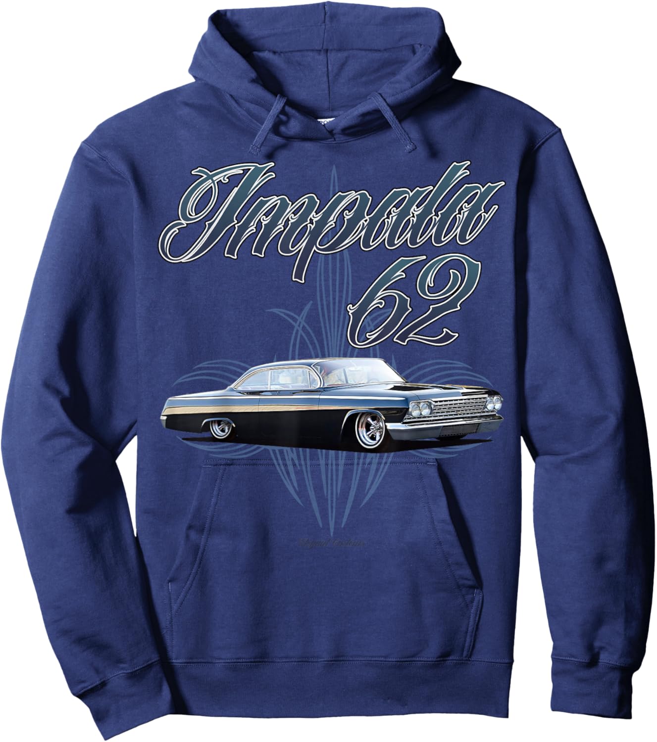 1962 Impala w text Low Rider Kustom Lead Sled Hot Rod Muscle Hoodie - Hoodie | Navy