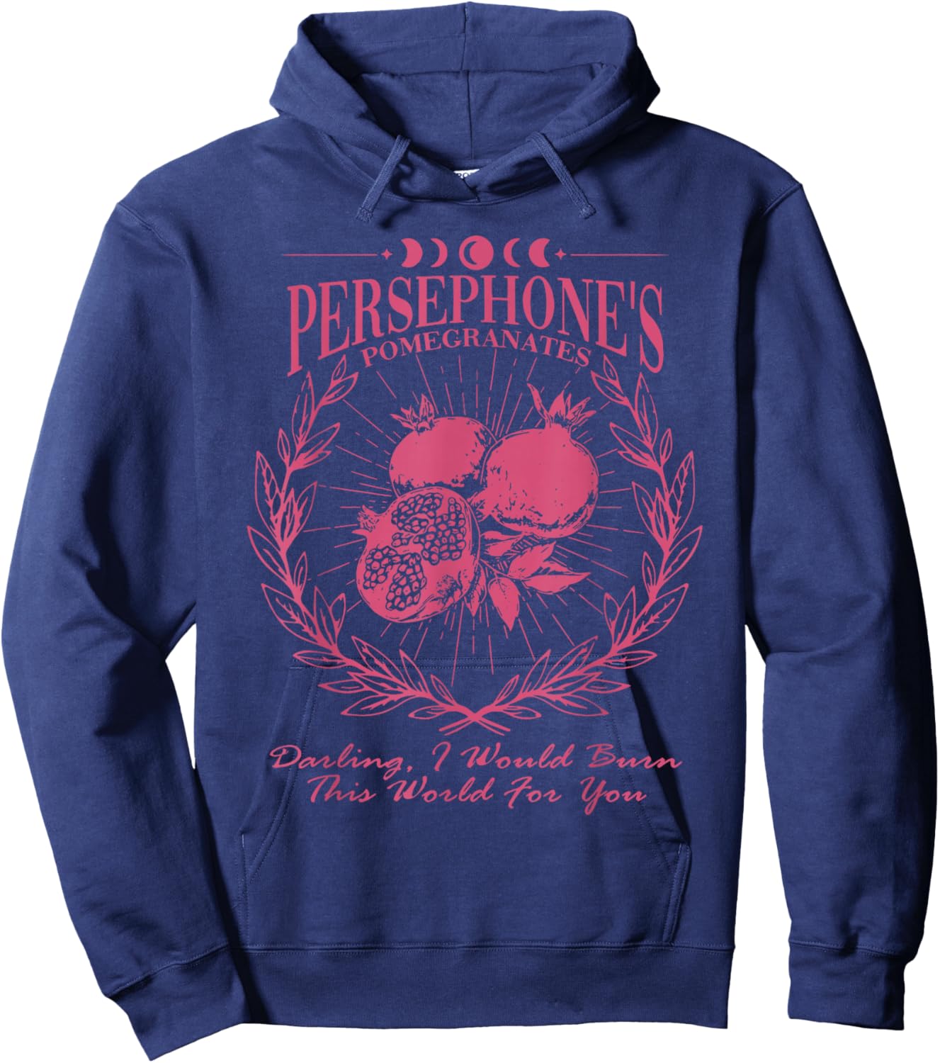 (2 Sided) Hades and Persephone Pomegranate Greek Mythology Hoodie - Hoodie | Navy