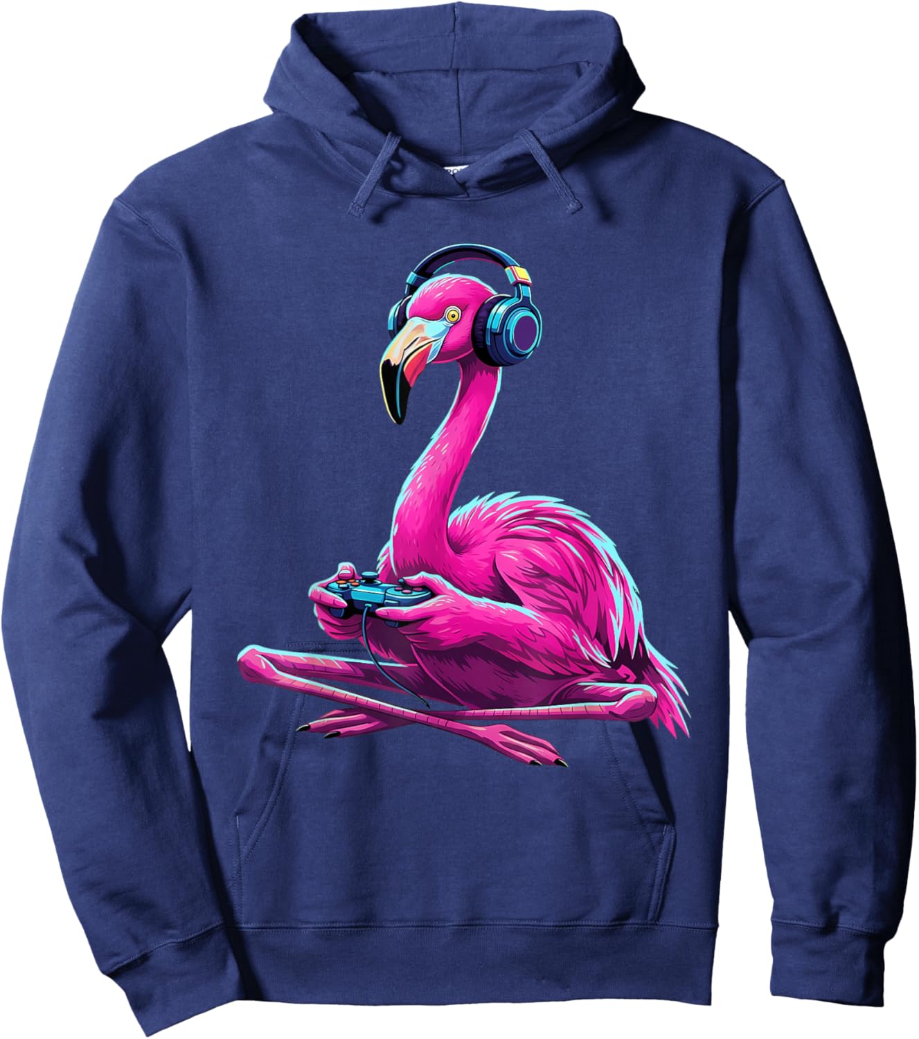Flamingo Gaming Animal Video Games Funny Flamingo Hoodie - Hoodie | Navy