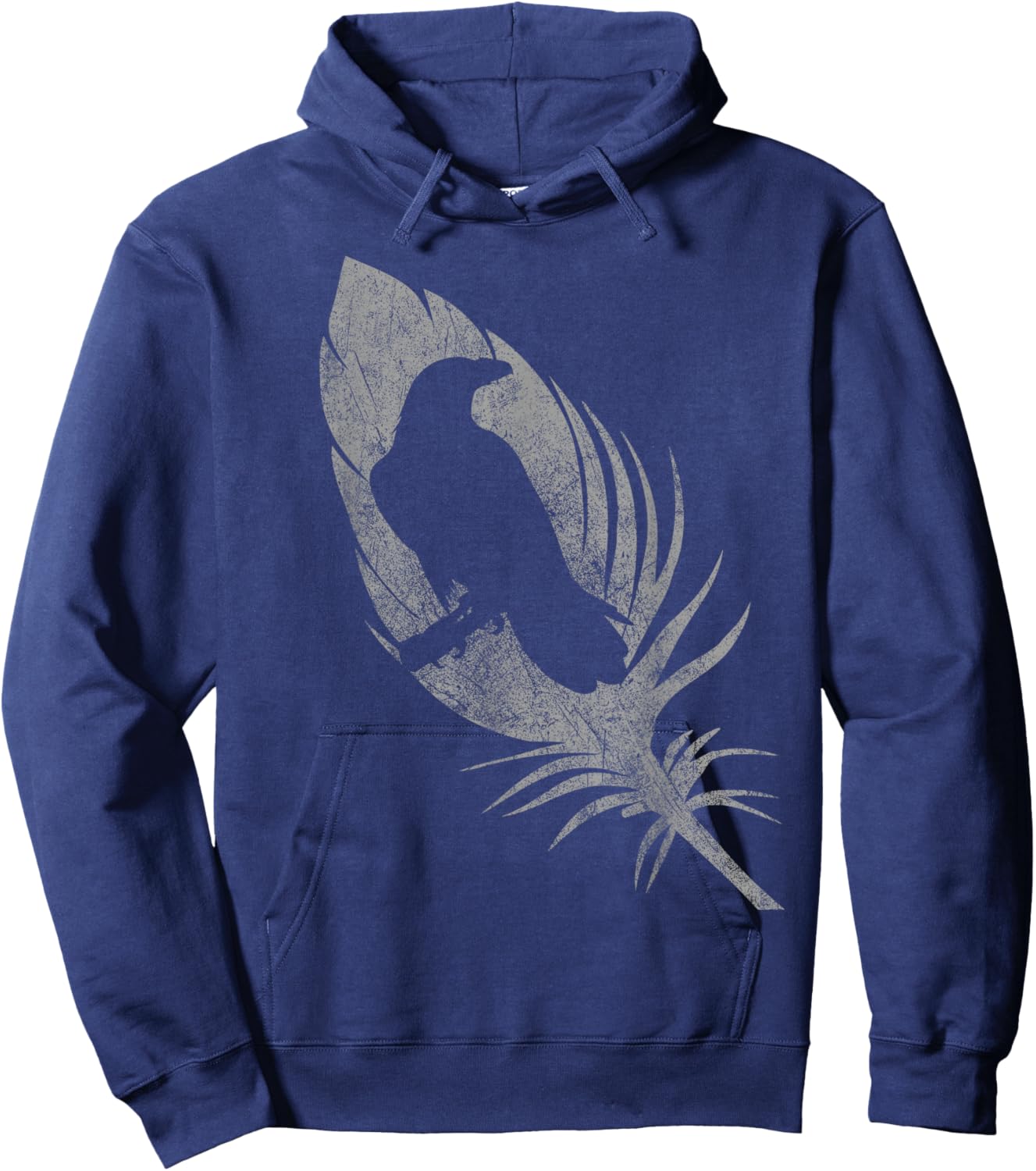Raven silhouette beautiful crow feather distressed gothic Hoodie - Hoodie | Navy