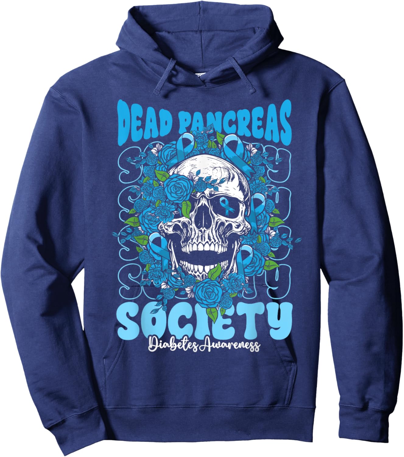 Diabetes Awareness Dead Pancreas Society Skull Halloween Hoodie - Hoodie | Navy